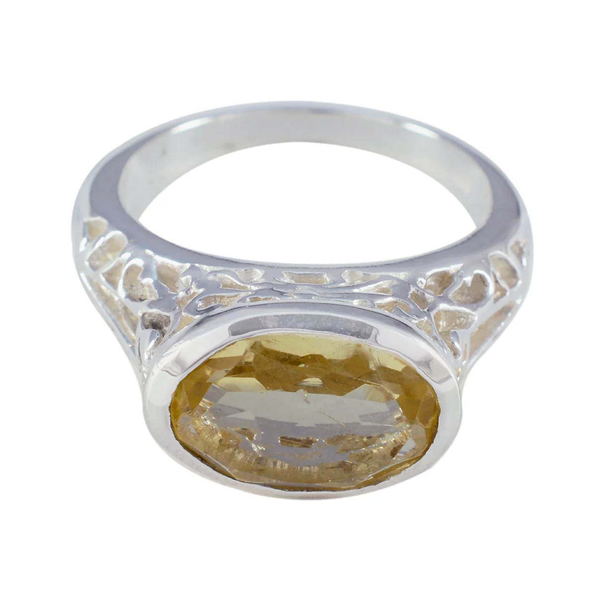 Citrine Solitaire African 925 Sterling Silver Yellow Gemstone Eye-catching Promise Ring Jewellery