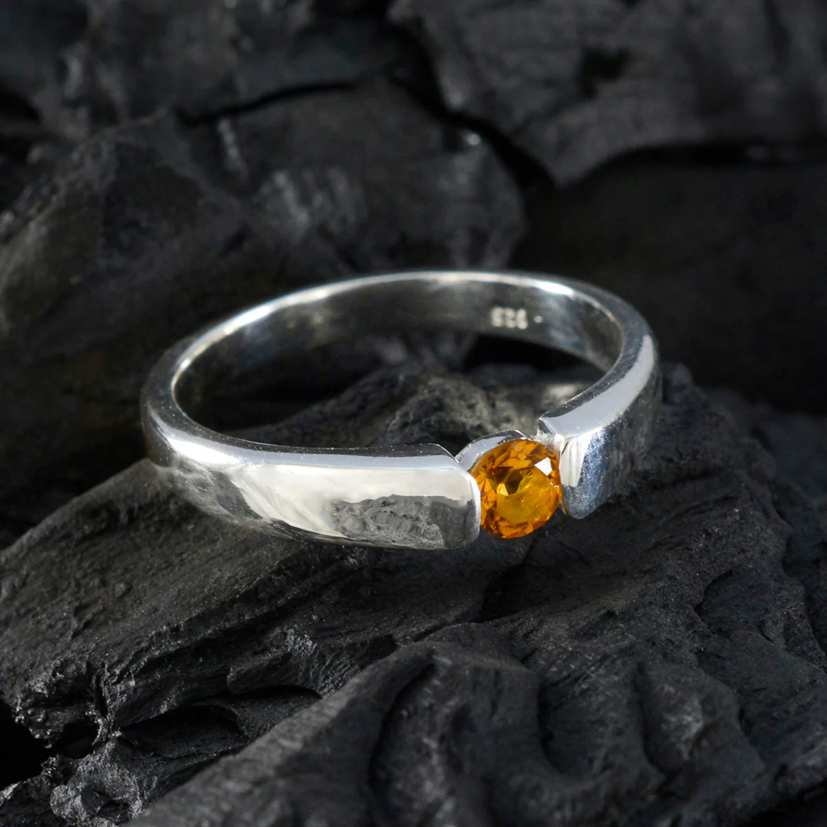 Citrine Solitaire African Sterling Silver Yellow Gemstone Slim Fairytale Ring Jewellery - Image 4