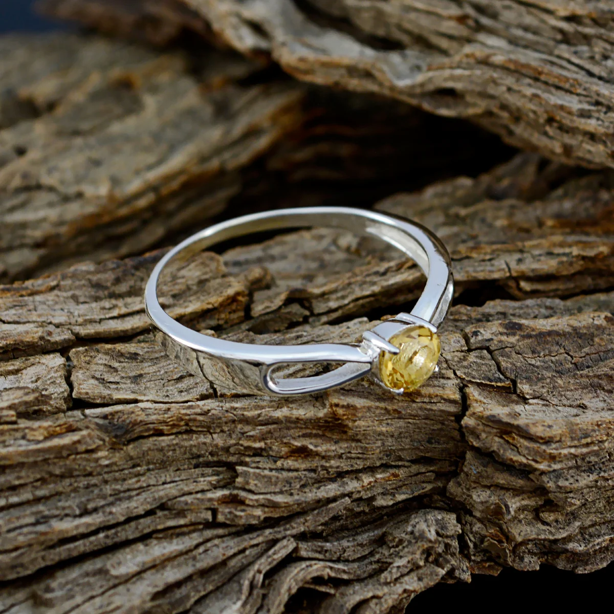 Citrine Solitaire American 92.5 Silver Yellow Gems Delicate Graceful Ring Jewellery - Image 4