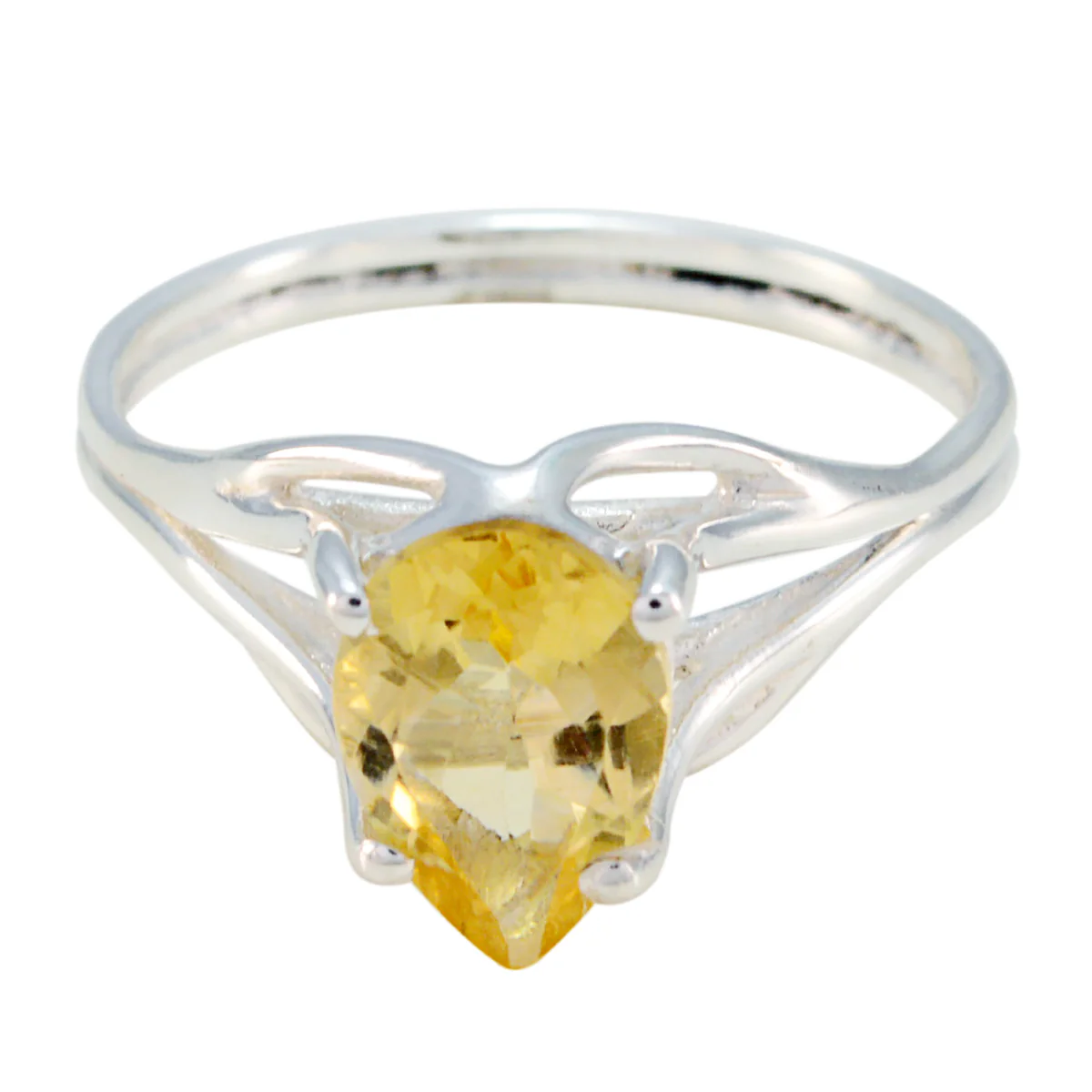 Citrine Solitaire American 925 Silver Yellow Gems Dainty Love Ring Jewelry