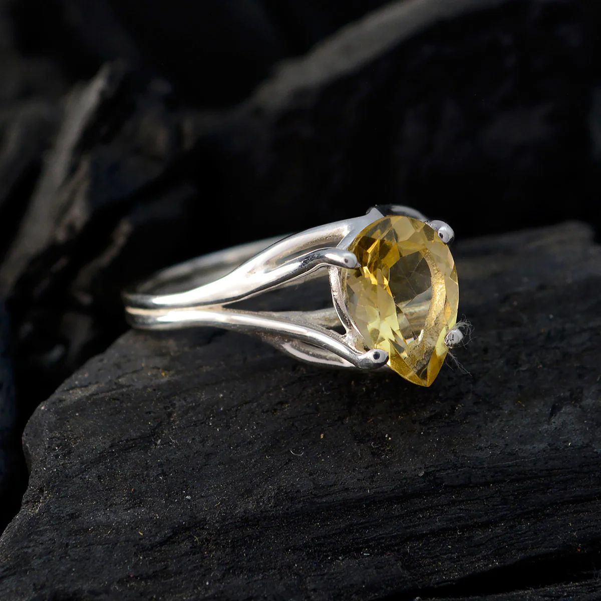 Citrine Solitaire American 925 Silver Yellow Gems Dainty Love Ring Jewelry - Image 4