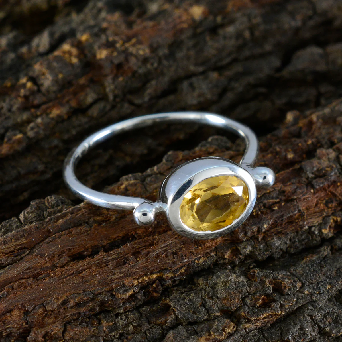 Citrine Solitaire American 925 Silver Yellow Gemstone Dainty Trendy Ring Jewelry - Image 3