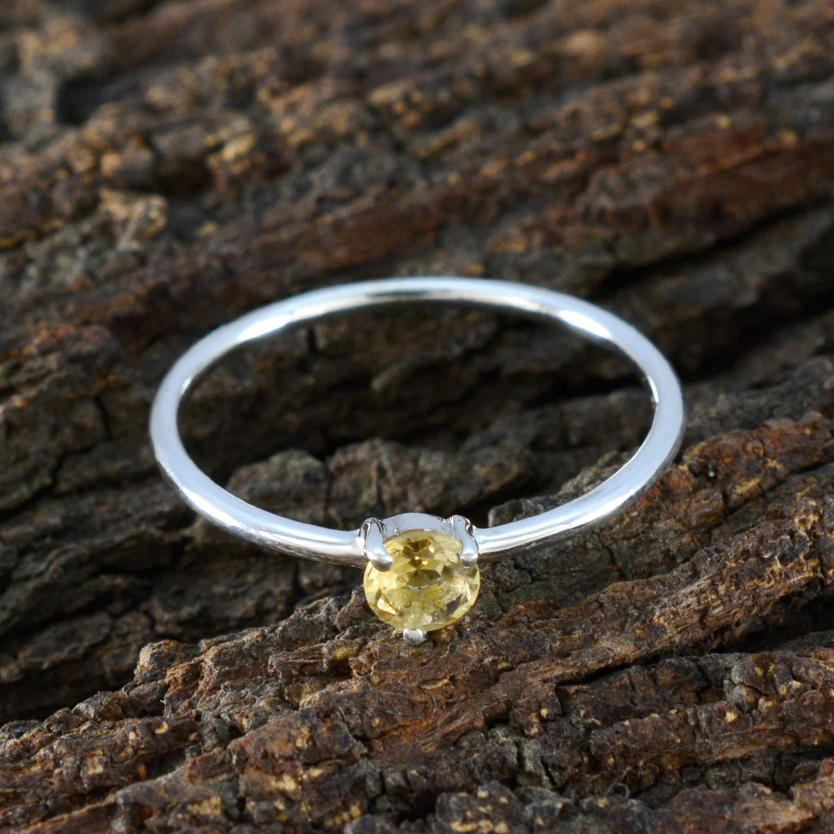 Citrine Solitaire American 925 Sterling Silver Yellow Gemstone Minimalist Feminine Ring Jewellery - Image 3