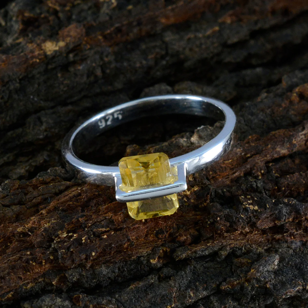 Citrine Solitaire American Silver Yellow Gems Dainty Sophisticated Ring Jewelry - Image 3