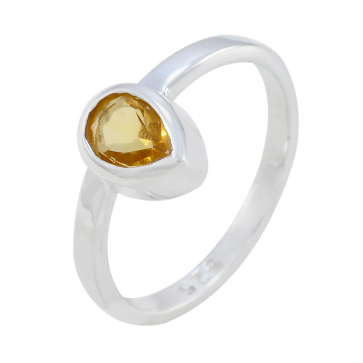 Citrine Solitaire American Sterling Silver Yellow Gemstones Dainty Romantic Ring Jewellery - Image 2