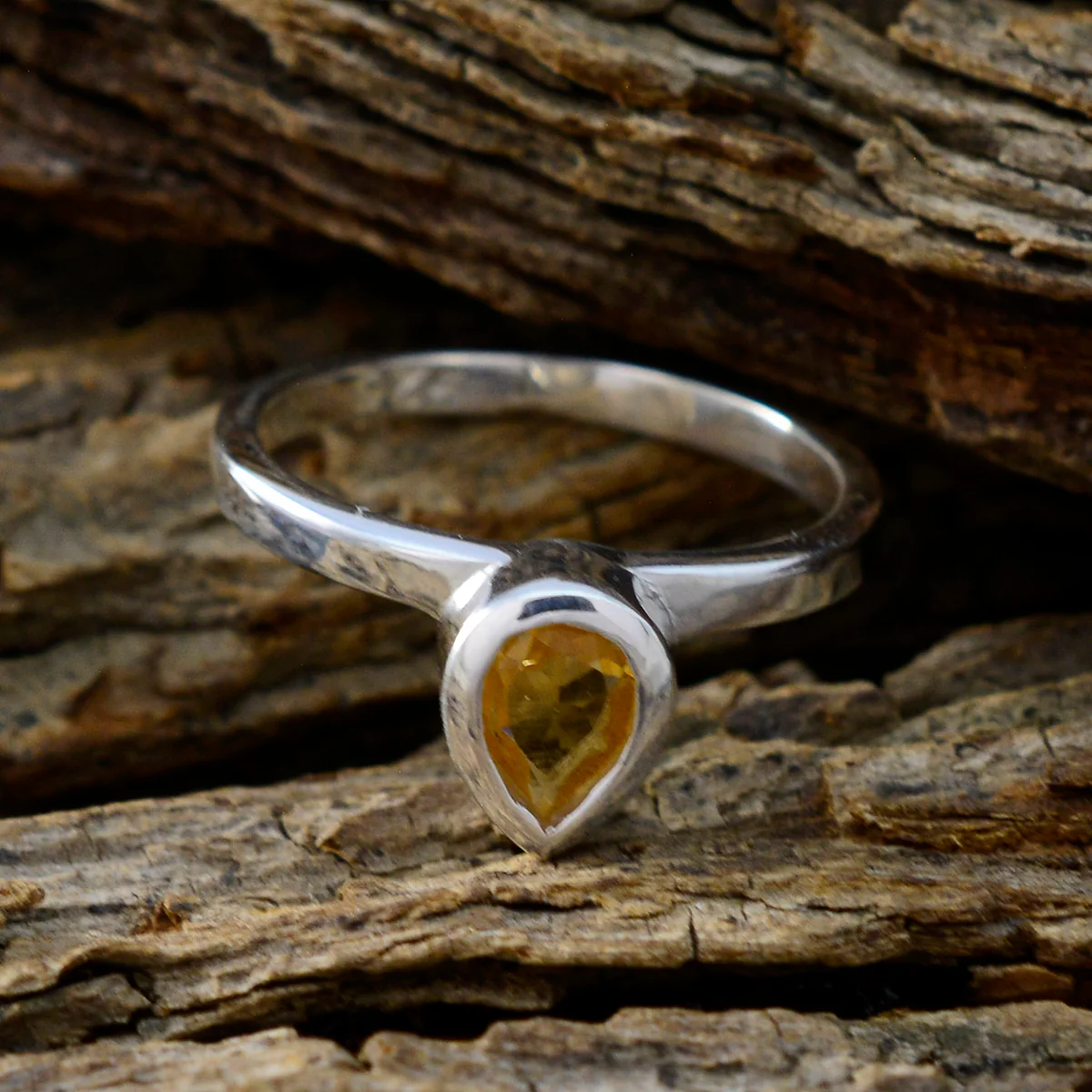 Citrine Solitaire American Sterling Silver Yellow Gemstones Dainty Romantic Ring Jewellery - Image 3