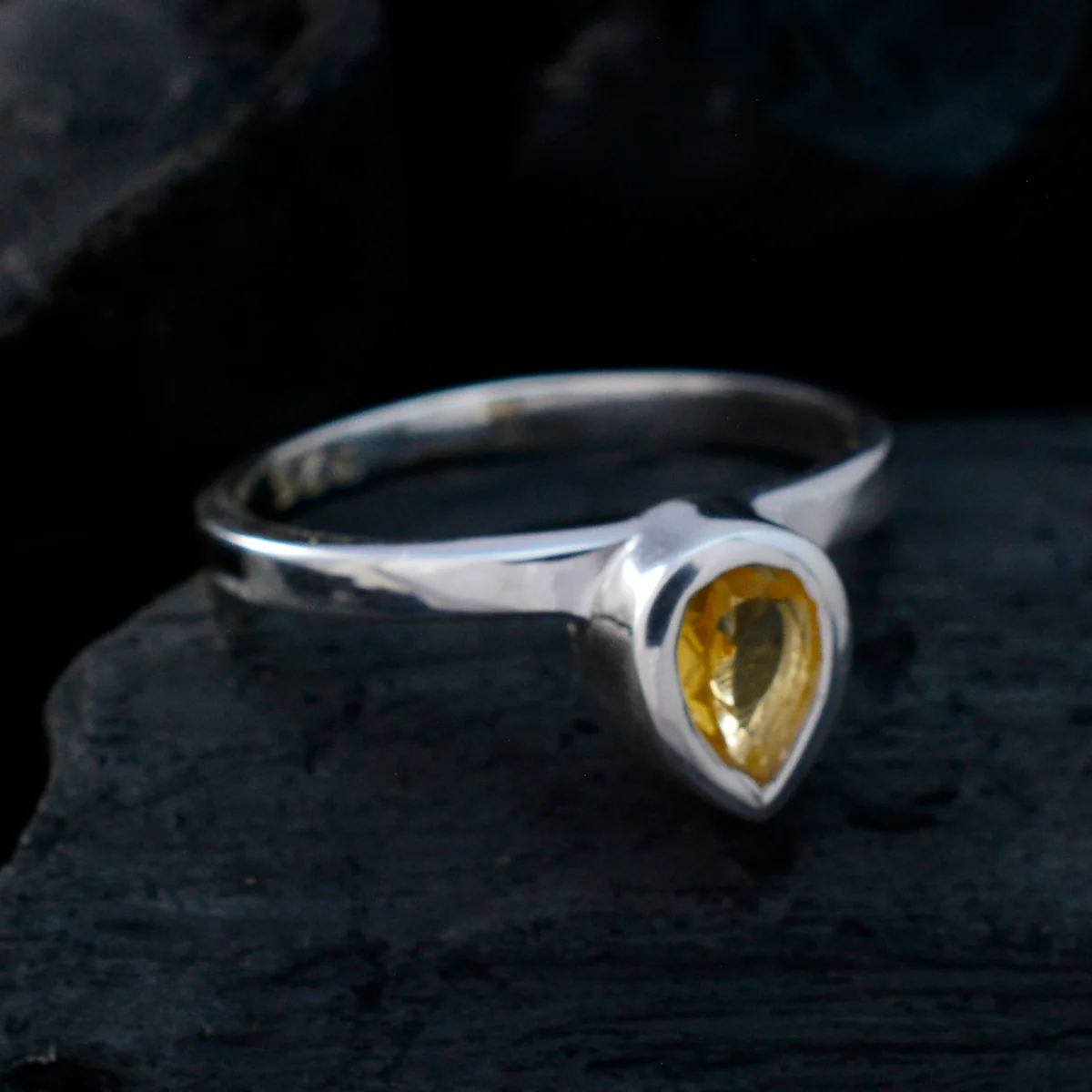 Citrine Solitaire American Sterling Silver Yellow Gemstones Dainty Romantic Ring Jewellery - Image 4