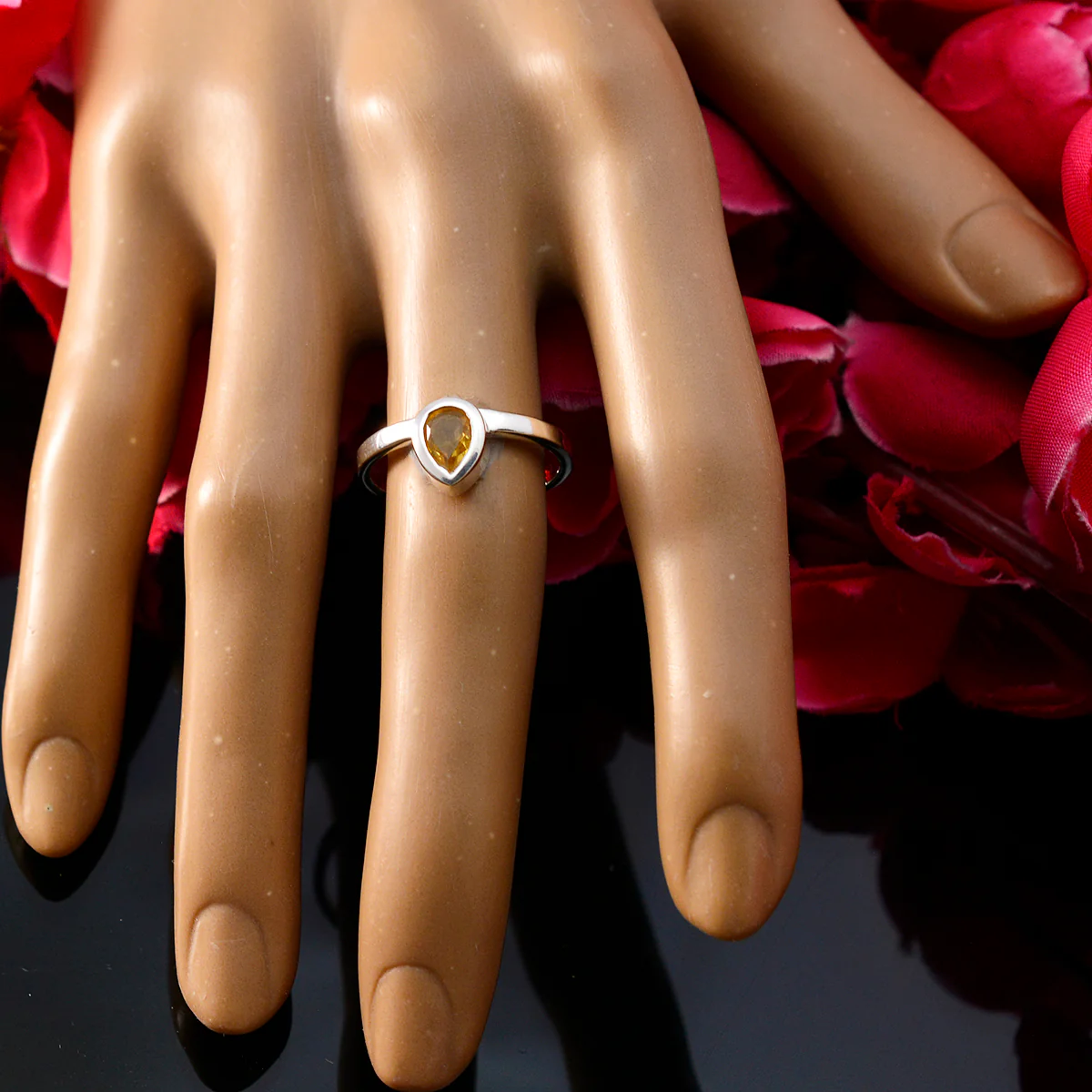 Citrine Solitaire American Sterling Silver Yellow Gemstones Dainty Romantic Ring Jewellery - Image 5