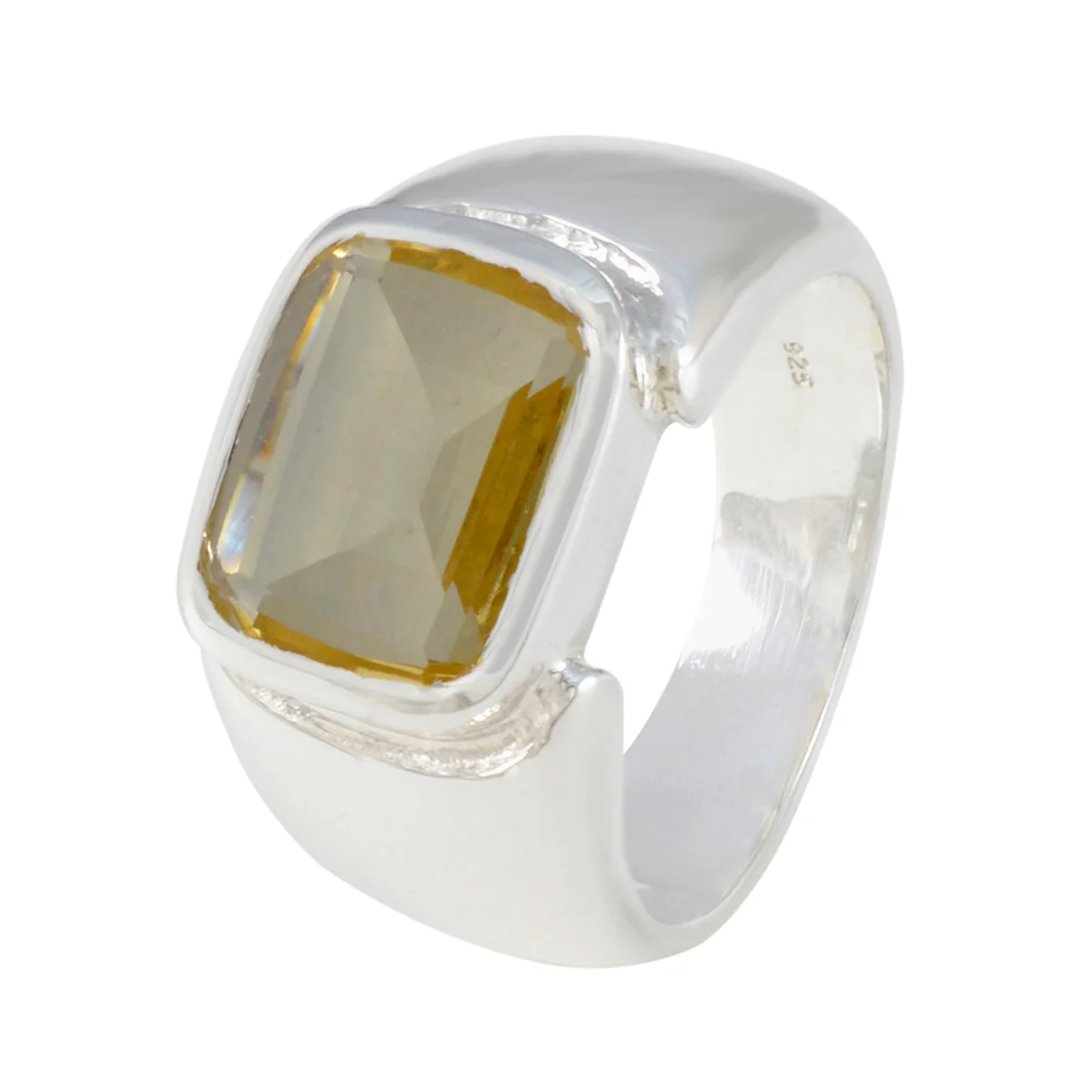 Citrine Solitaire Egyptian 92.5 Silver Yellow Gemstone Essential Contemporary Ring Jewellery - Image 2