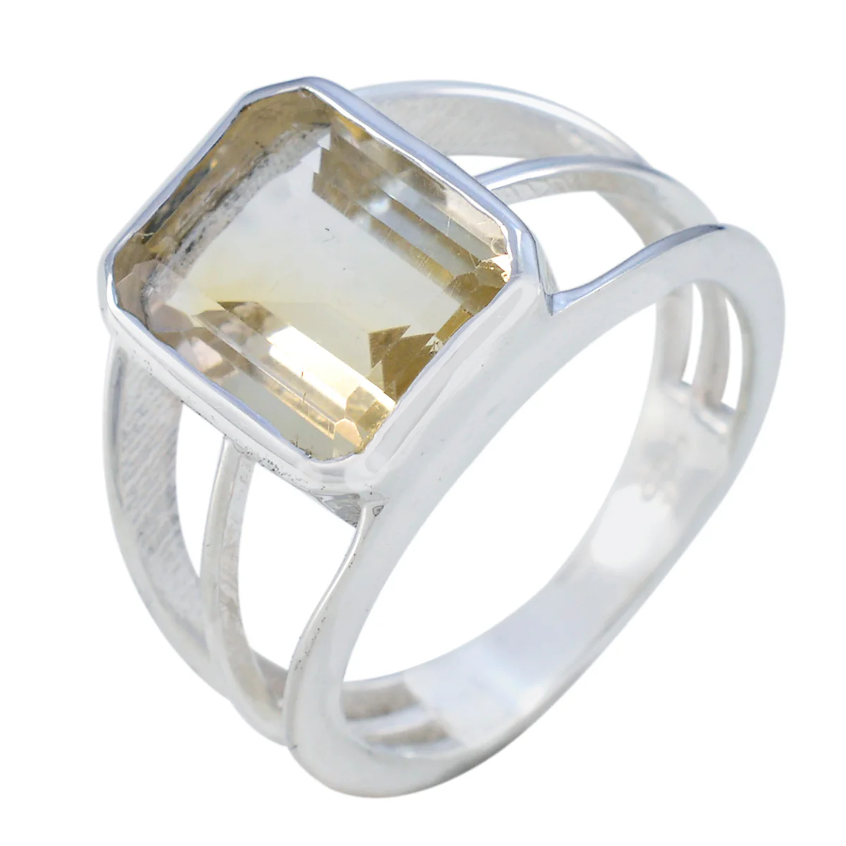 Citrine Solitaire Egyptian 925 Silver Yellow Gemstones Mid-weight Contemporary Ring Jewellery - Image 2