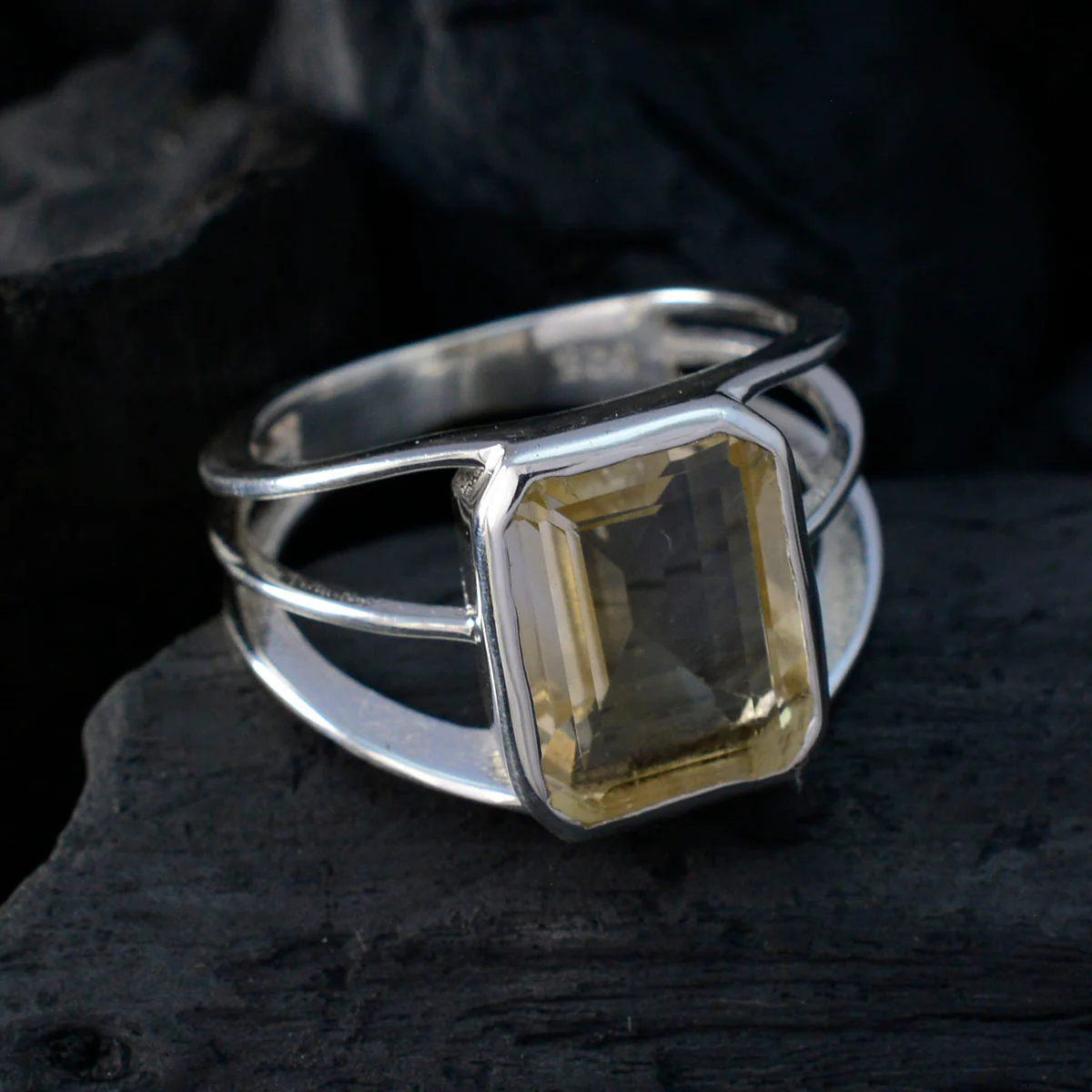 Citrine Solitaire Egyptian 925 Silver Yellow Gemstones Mid-weight Contemporary Ring Jewellery - Image 4