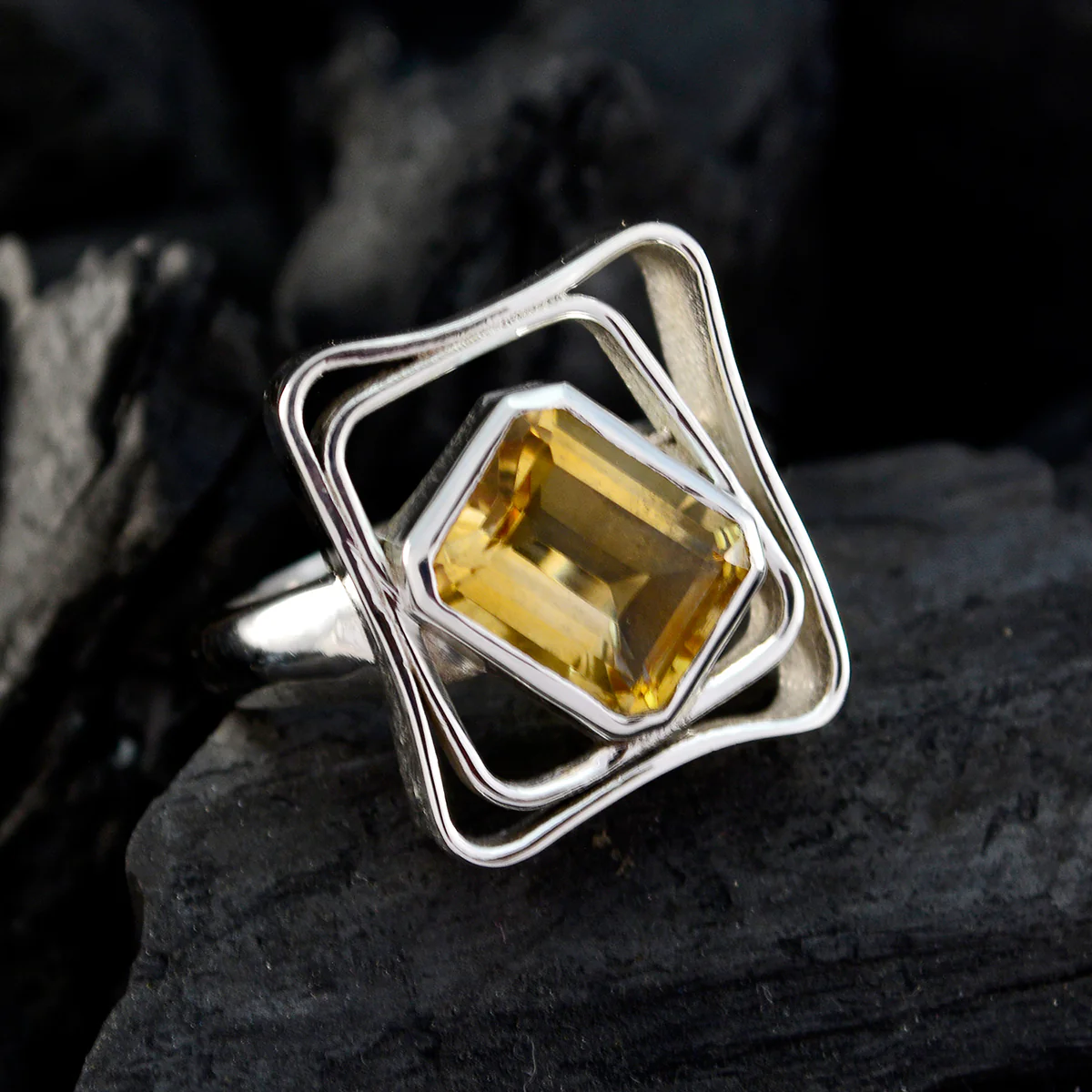 Citrine Solitaire Egyptian 925 Sterling Silver Yellow Gemstones Mid-weight Signet Ring Jewellery - Image 4