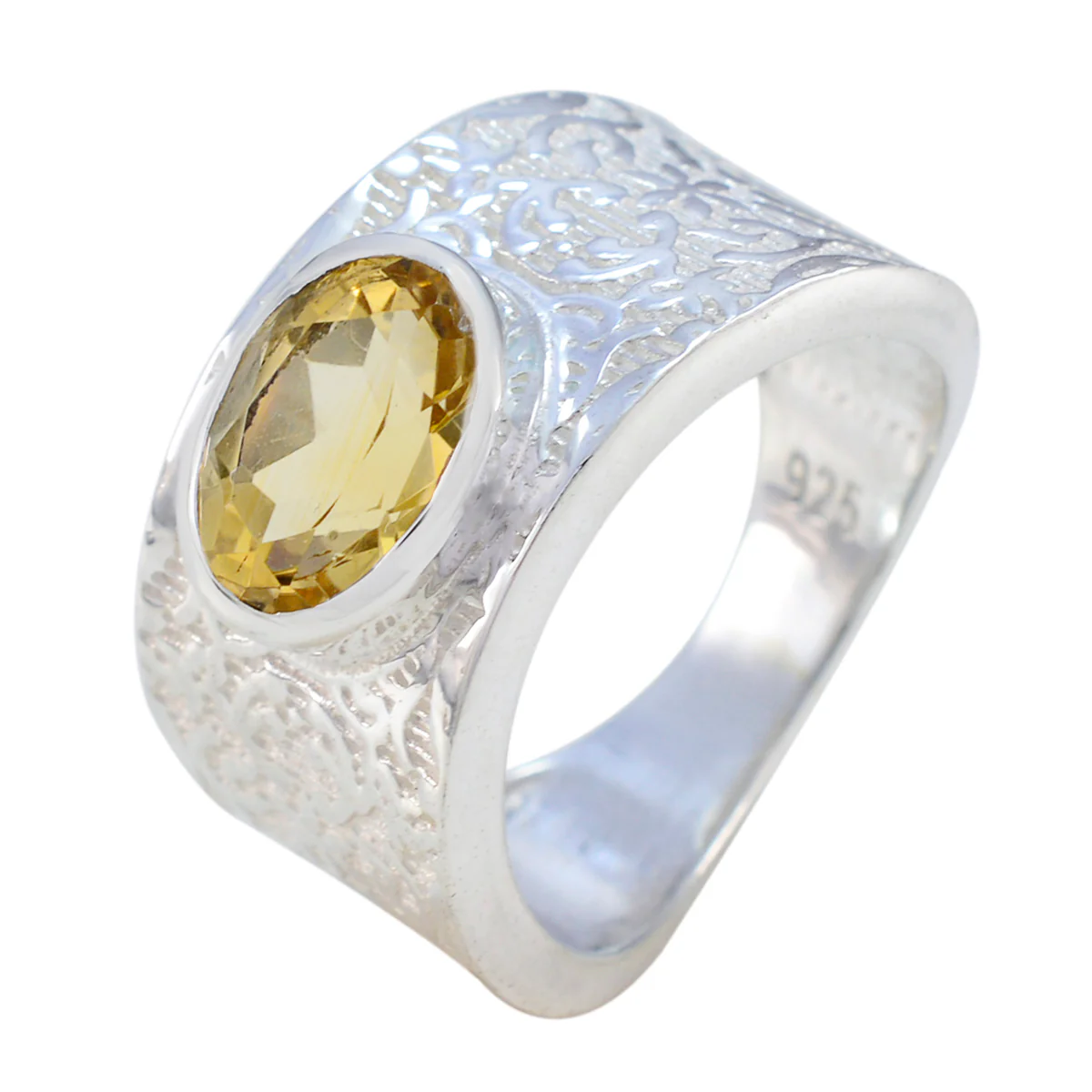 Citrine Solitaire French Sterling Silver Yellow Gemstone Essential Art Deco Ring Jewellery - Image 2
