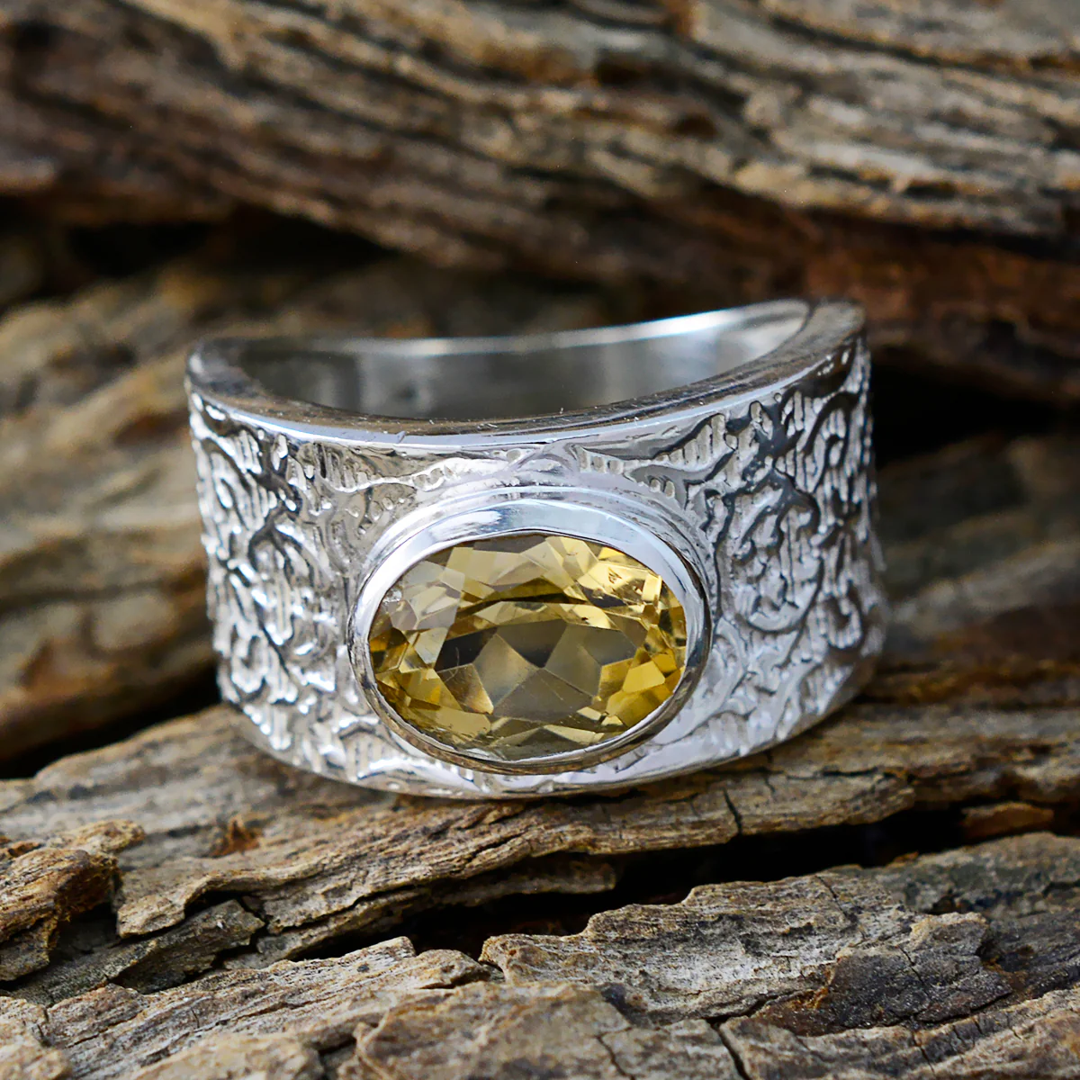 Citrine Solitaire French Sterling Silver Yellow Gemstone Essential Art Deco Ring Jewellery - Image 3