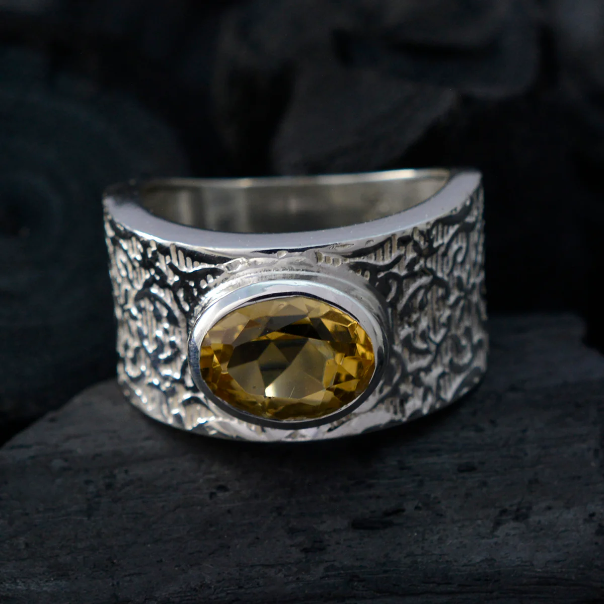 Citrine Solitaire French Sterling Silver Yellow Gemstone Essential Art Deco Ring Jewellery - Image 4