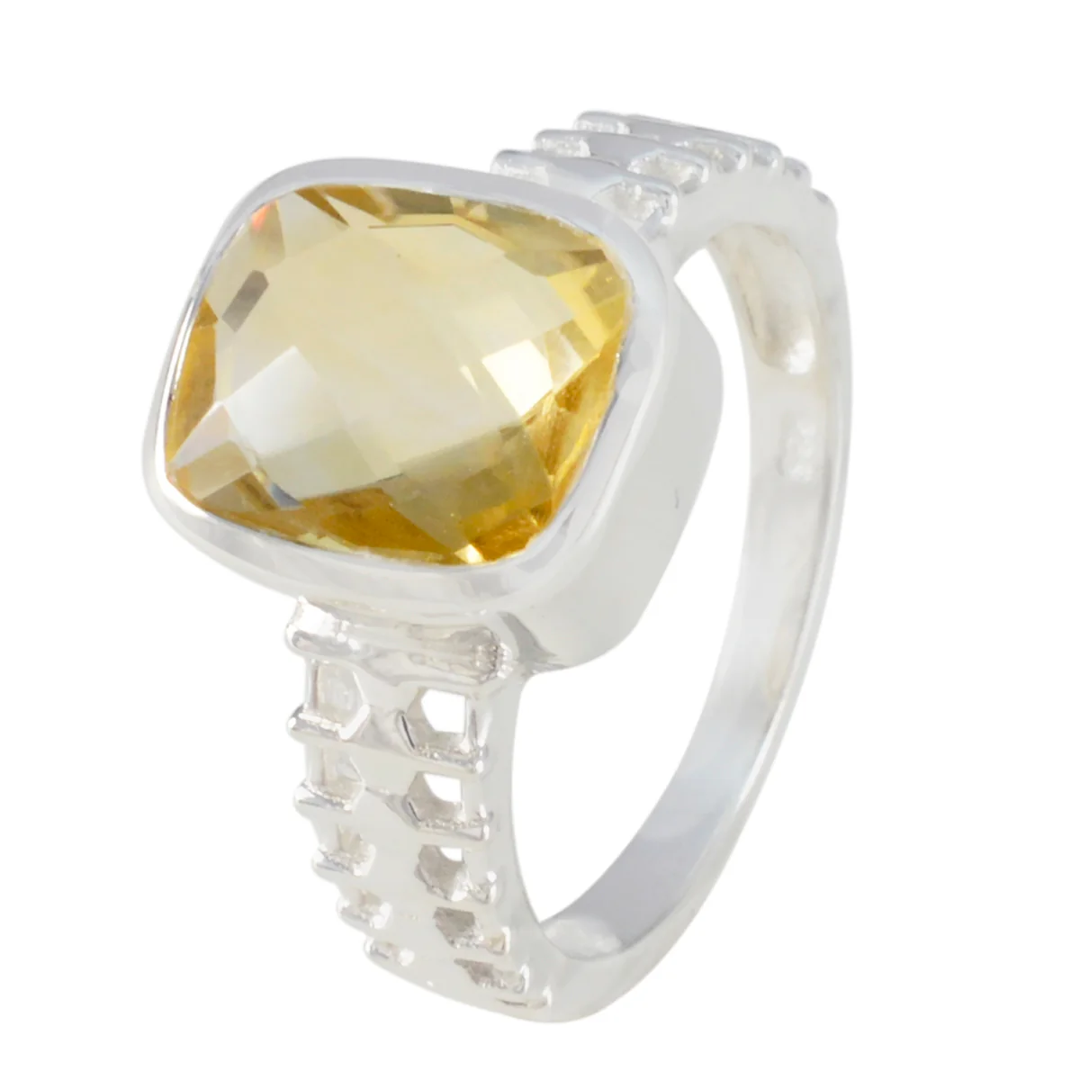 Citrine Solitaire French Sterling Silver Yellow Gemstones Mid-weight Trendy Ring Jewellery - Image 2