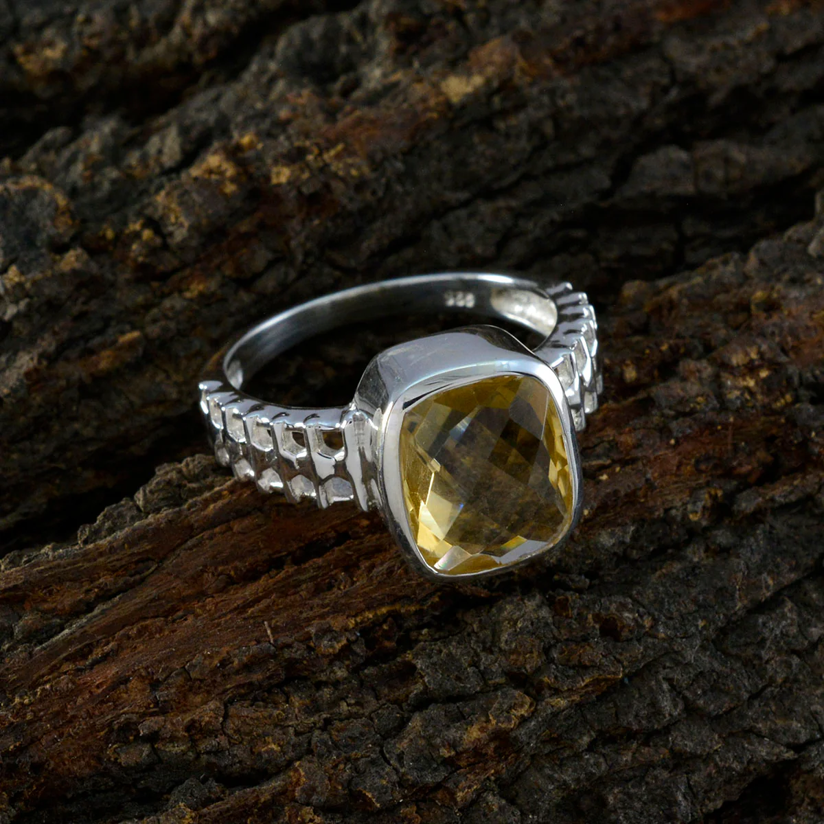 Citrine Solitaire French Sterling Silver Yellow Gemstones Mid-weight Trendy Ring Jewellery - Image 3
