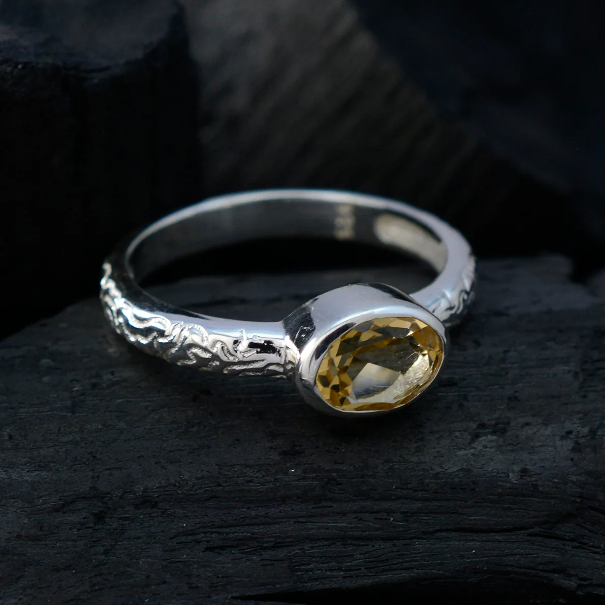 Citrine Solitaire German 925 Silver Yellow Gemstones Featherlight Twist Ring Jewelry - Image 4