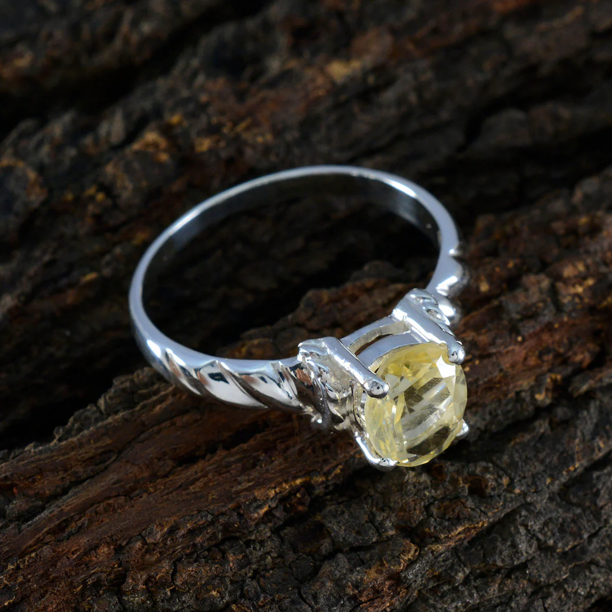 Citrine Solitaire German 925 Sterling Silver Yellow Gemstone Slim Modern Ring Jewelry - Image 3