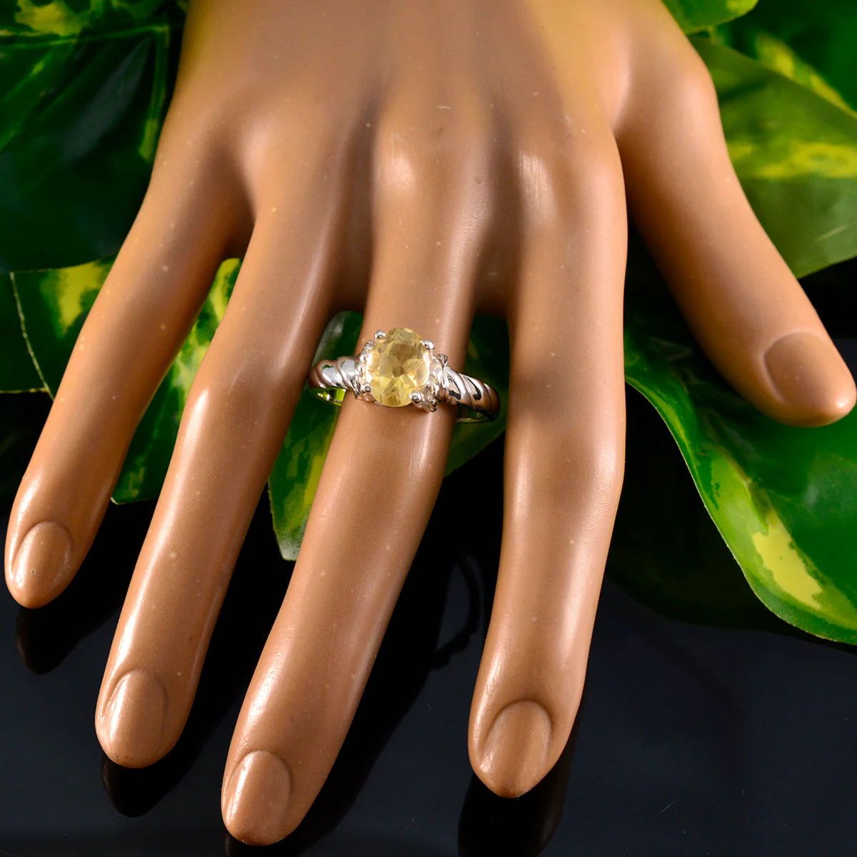 Citrine Solitaire German 925 Sterling Silver Yellow Gemstone Slim Modern Ring Jewelry - Image 5
