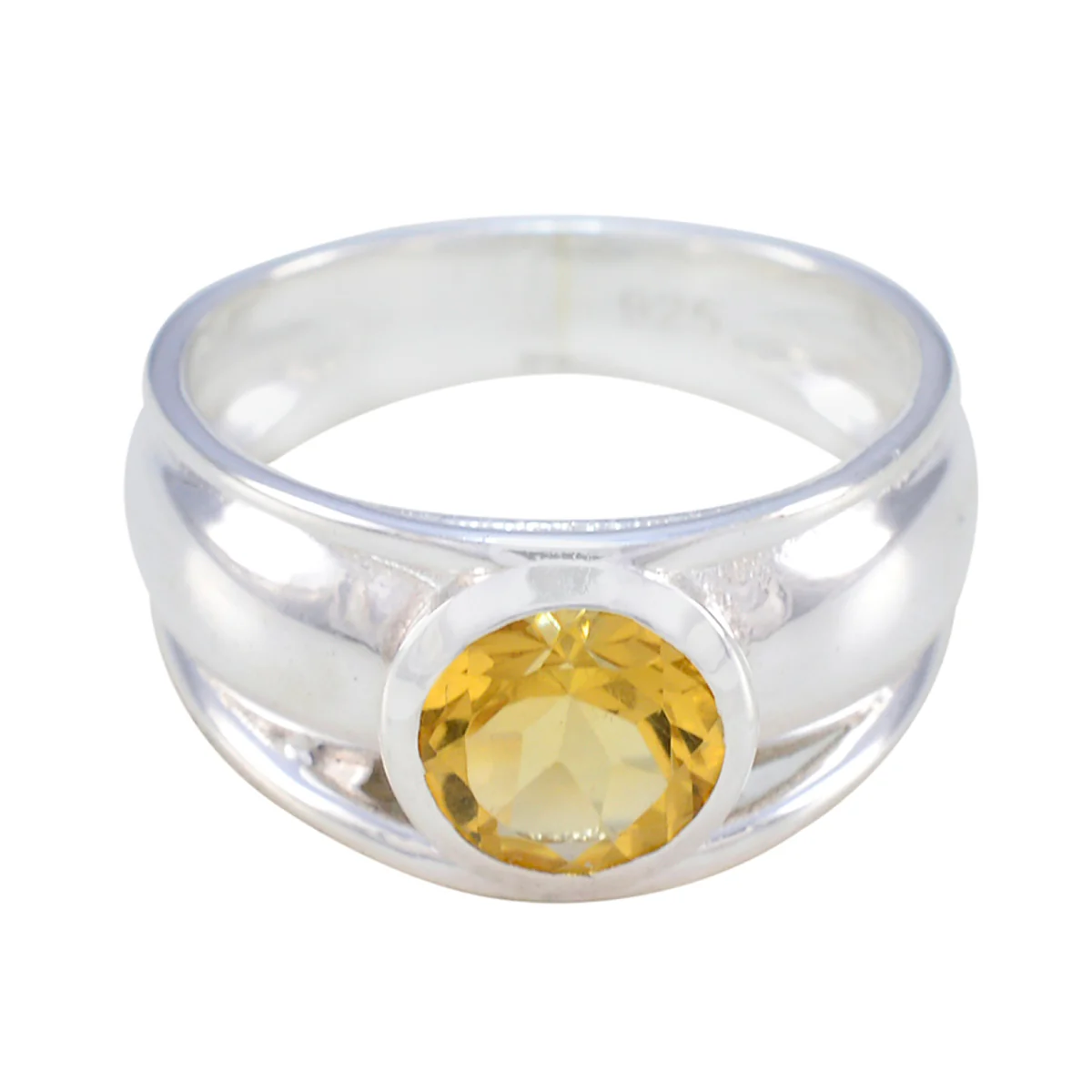 Citrine Solitaire German Silver Yellow Gemstones Classic Romantic Ring Jewellery