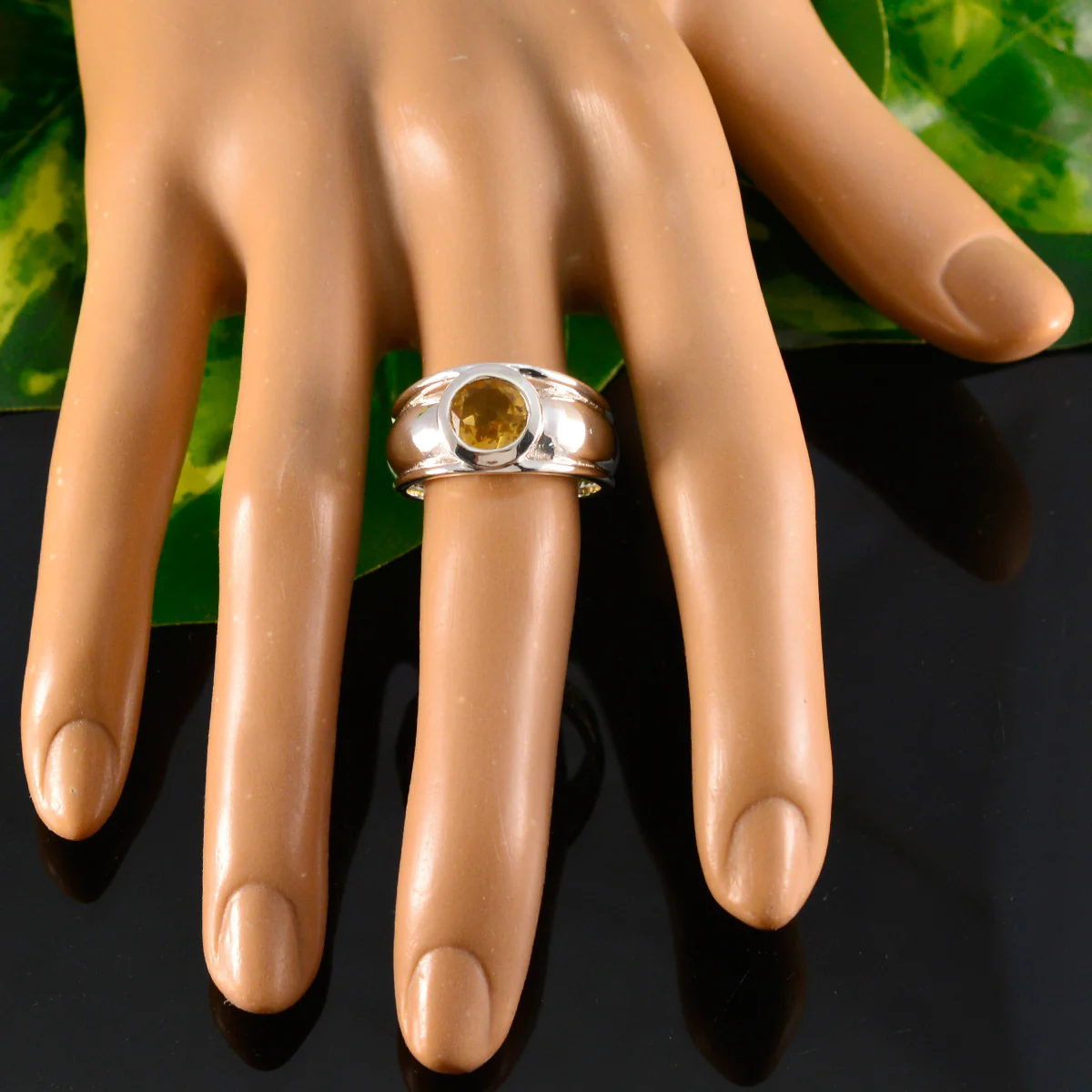 Citrine Solitaire German Silver Yellow Gemstones Classic Romantic Ring Jewellery - Image 5