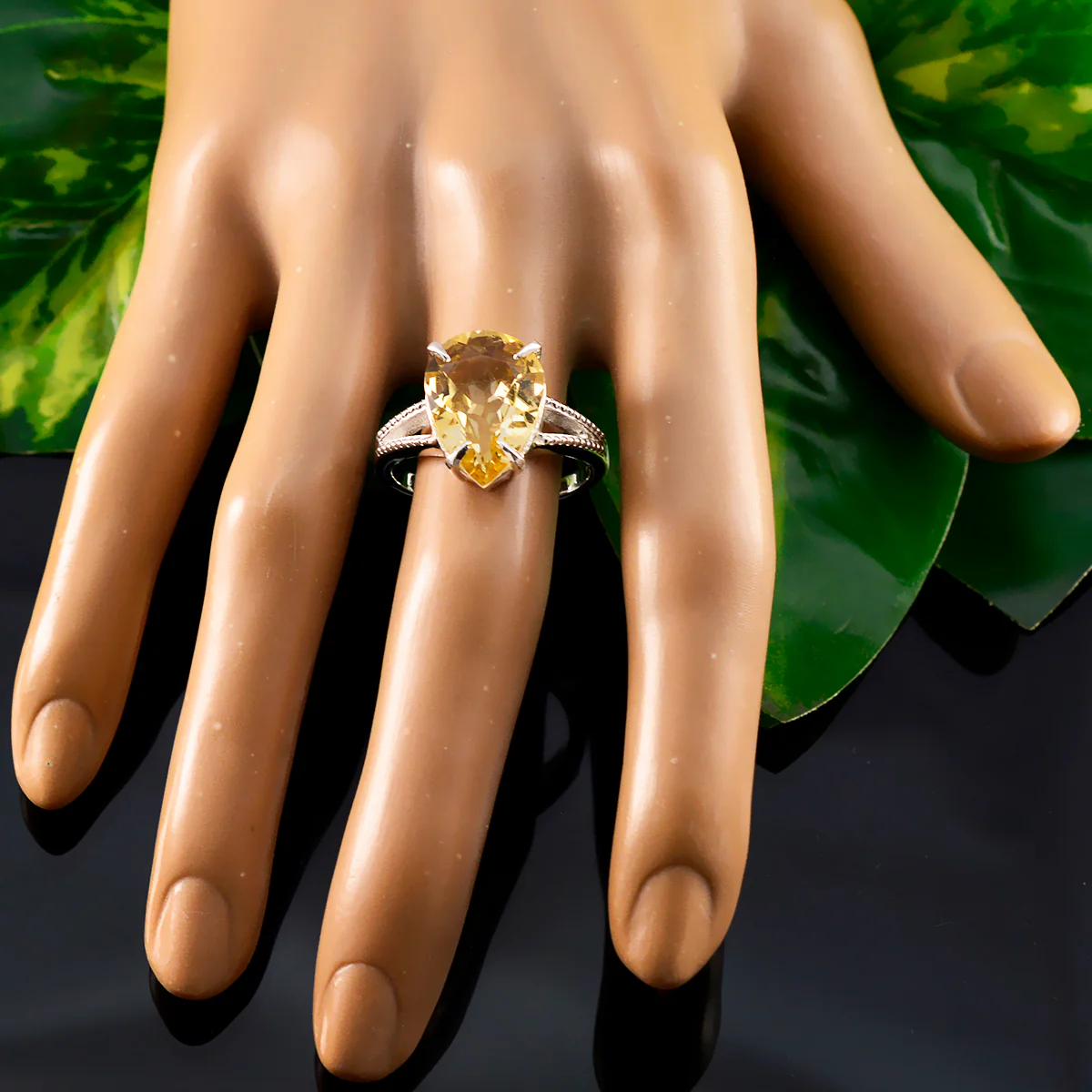Citrine Solitaire Indian 925 Silver Yellow Gems Eye-catching Feminine Ring Jewellery - Image 5