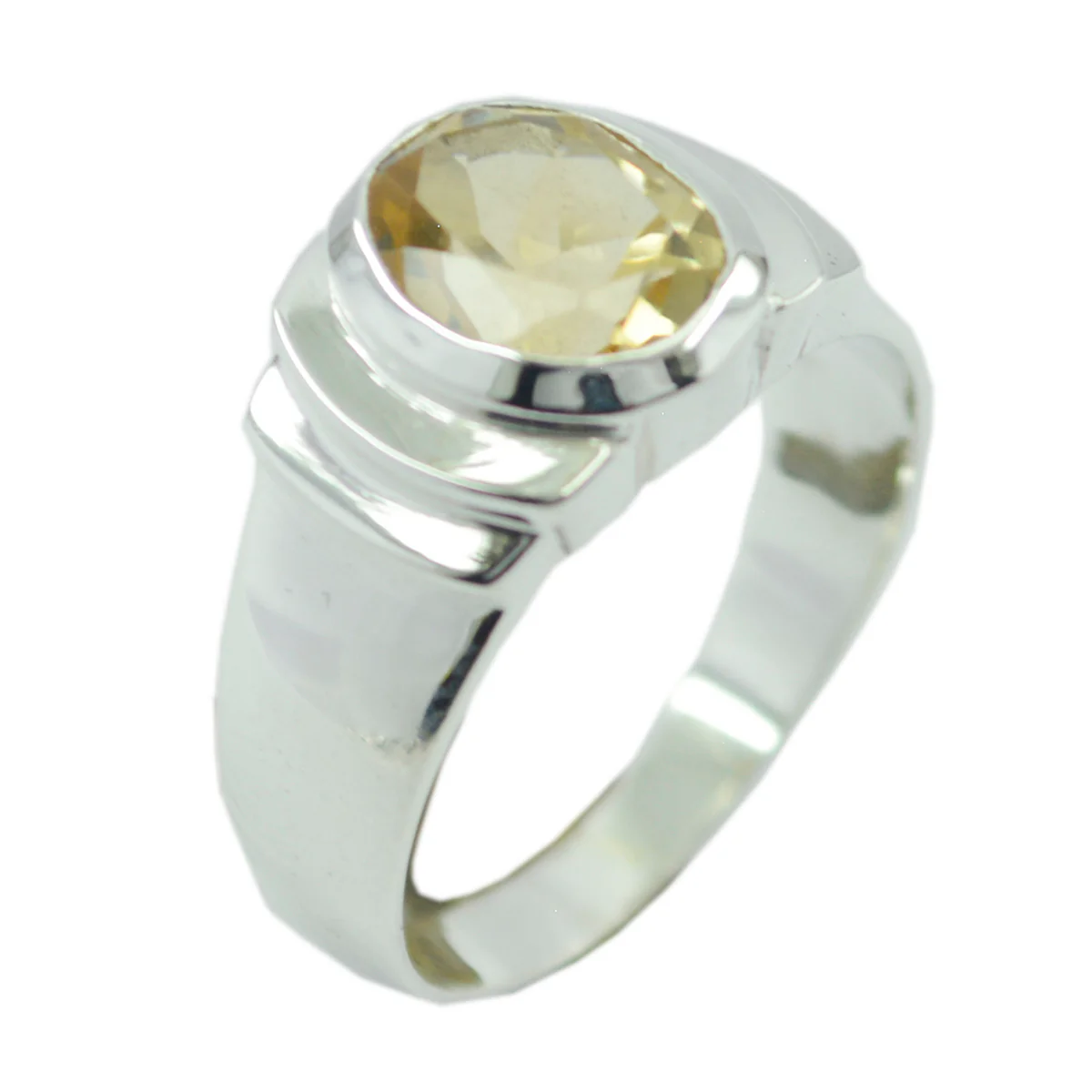 Citrine Solitaire Indian Sterling Silver Yellow Gemstone Eye-catching Engagement Ring Jewelry
