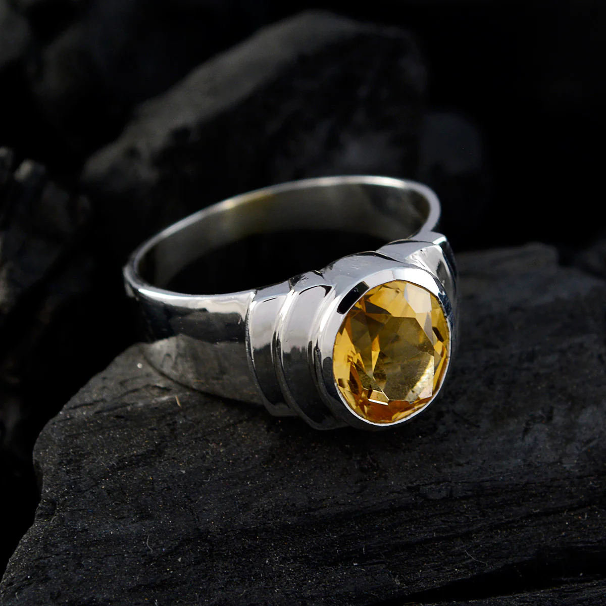 Citrine Solitaire Indian Sterling Silver Yellow Gemstone Eye-catching Engagement Ring Jewelry - Image 5