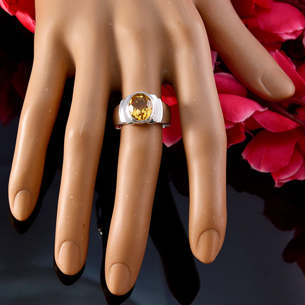 Citrine Solitaire Indian Sterling Silver Yellow Gemstone Eye-catching Engagement Ring Jewelry - Image 6