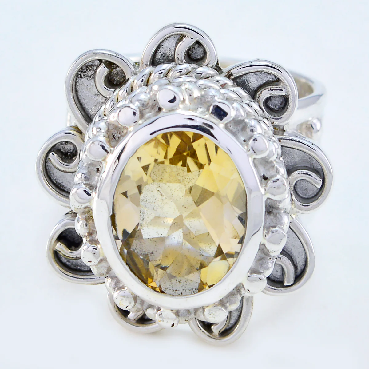 Citrine Solitaire Italian 925 Silver Yellow Gemstone Chunky Signet Ring Jewelry - Image 2