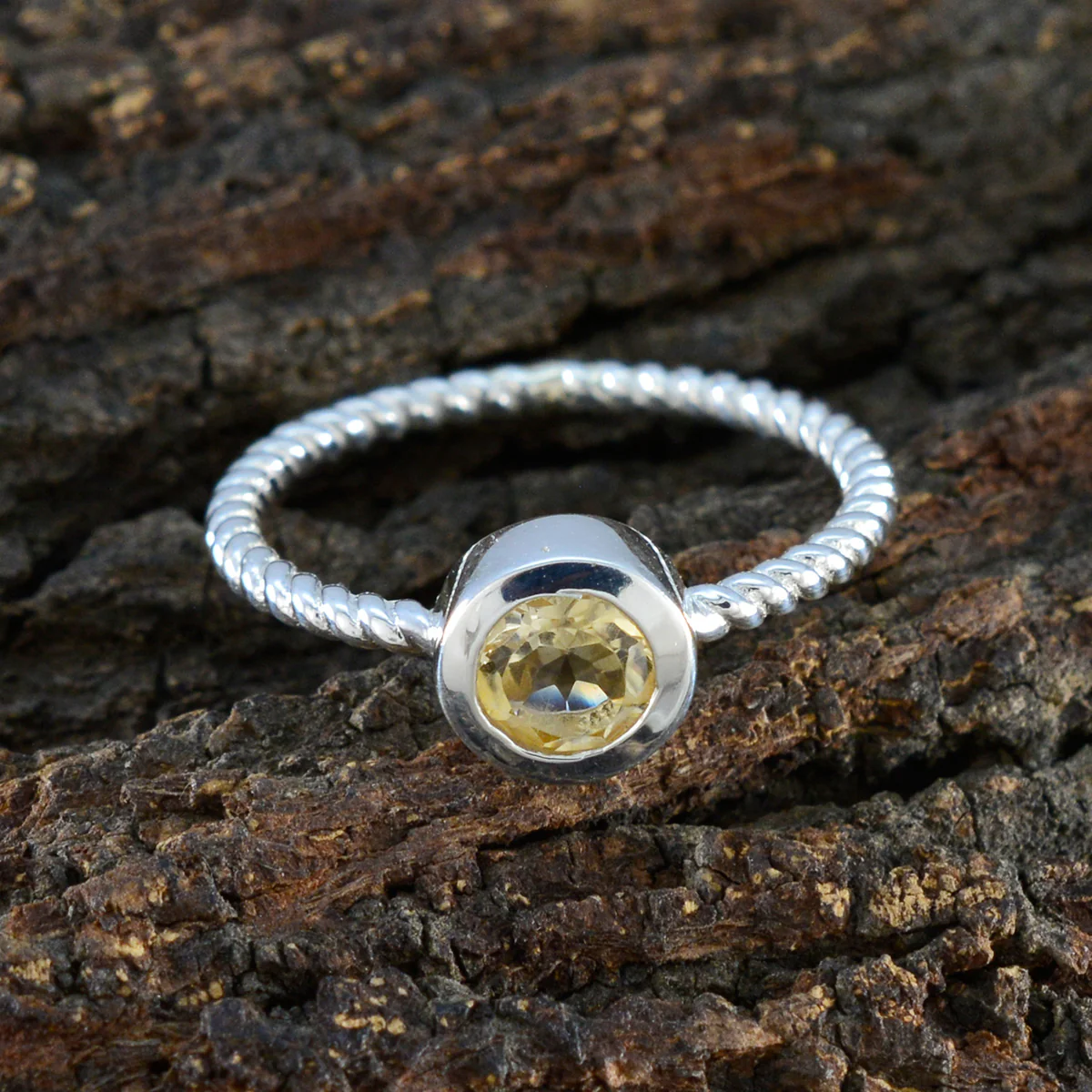 Citrine Solitaire Japanese 925 Silver Yellow Gemstone Delicate Romantic Ring Jewelry - Image 3