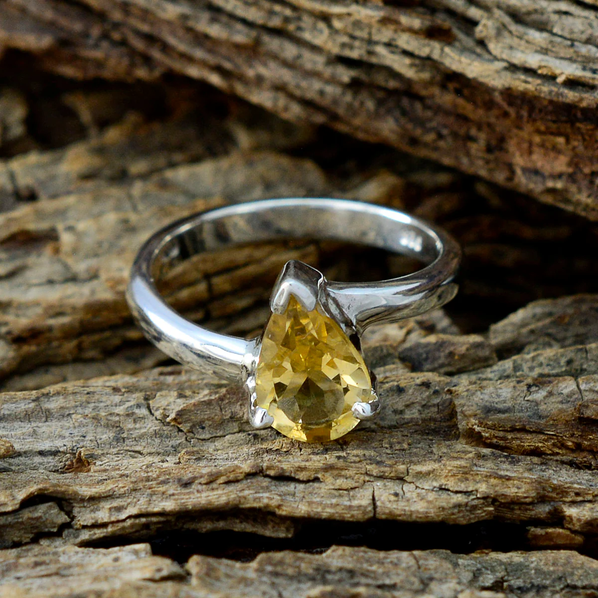 Citrine Solitaire Japanese 925 Silver Yellow Gemstones Delicate Sophisticated Ring Jewellery - Image 3