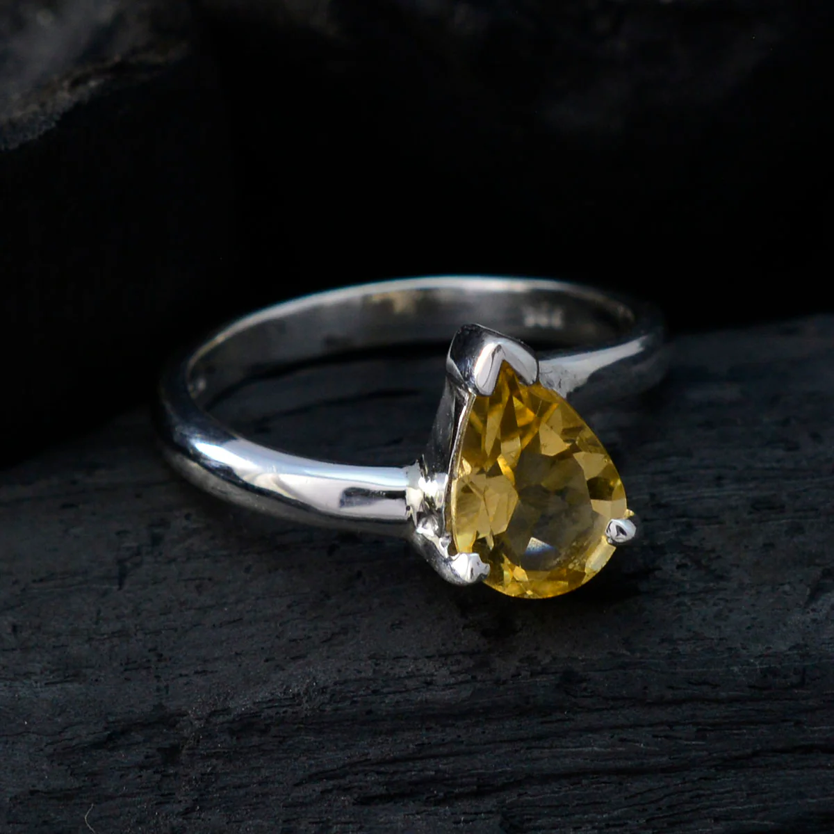 Citrine Solitaire Japanese 925 Silver Yellow Gemstones Delicate Sophisticated Ring Jewellery - Image 4