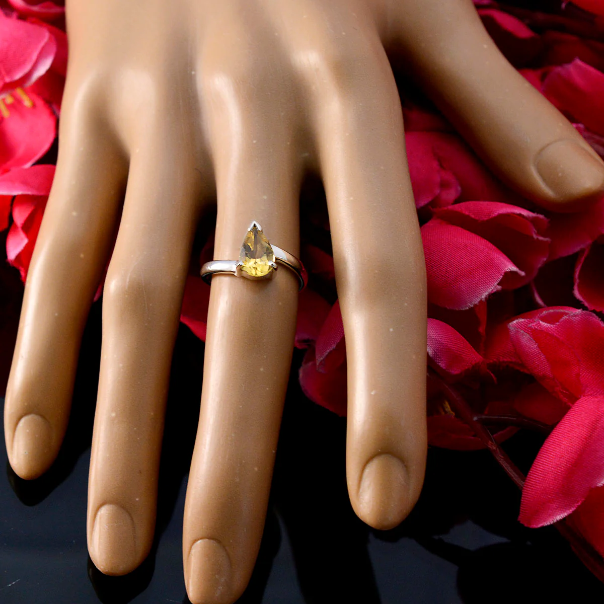 Citrine Solitaire Japanese 925 Silver Yellow Gemstones Delicate Sophisticated Ring Jewellery - Image 5