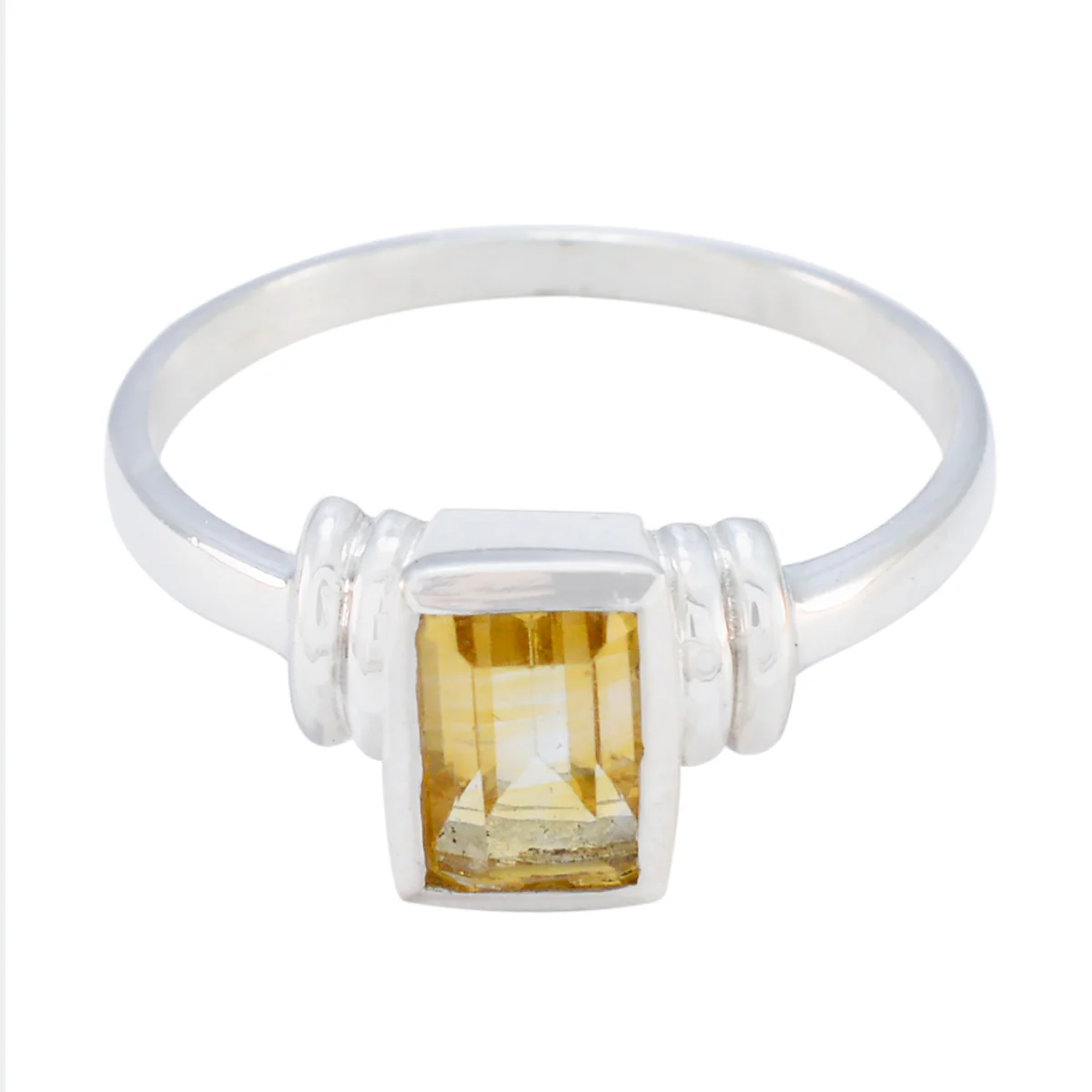 Citrine Solitaire Japanese 925 Silver Yellow Gemstones Whisper-thin Feminine Ring Jewellery