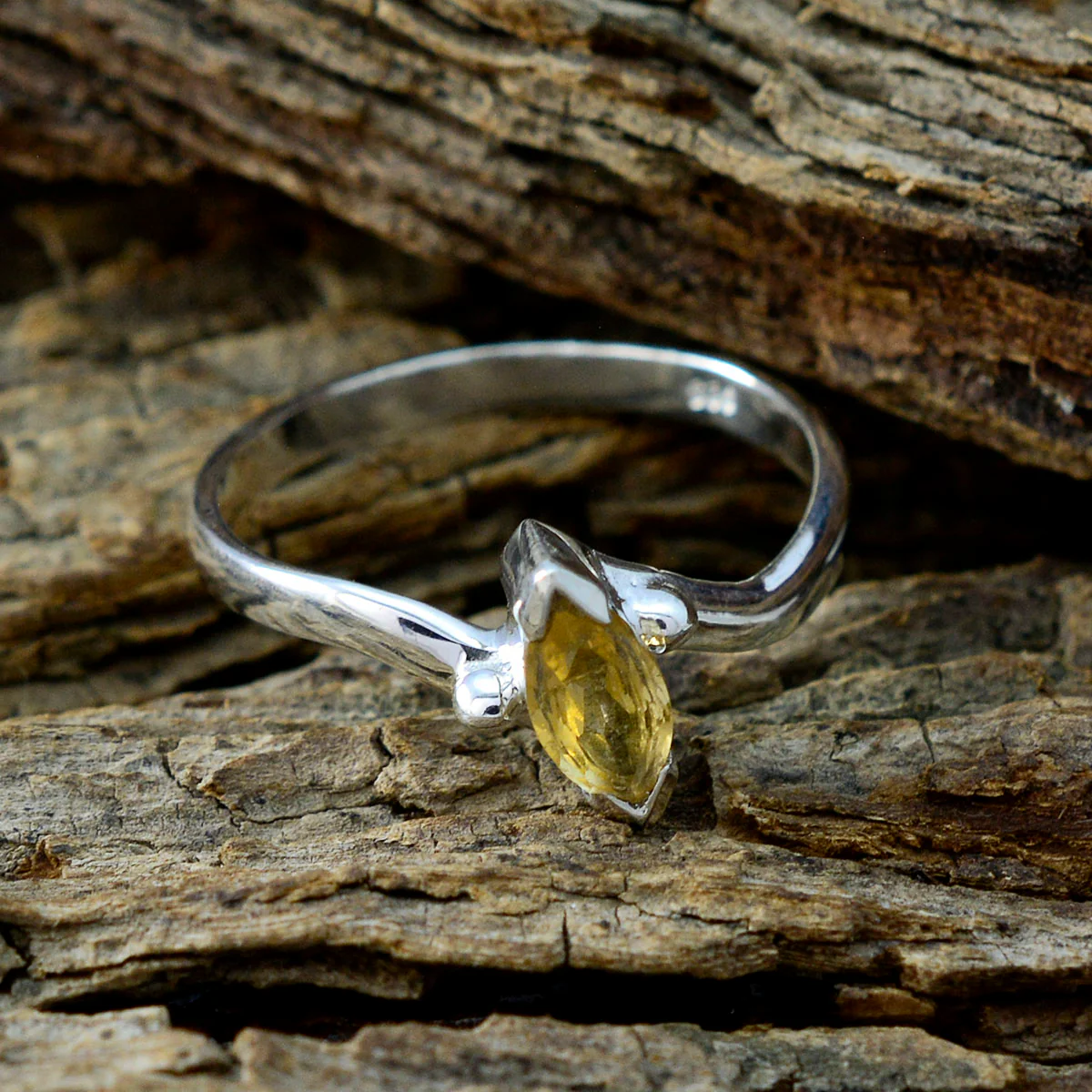 Citrine Solitaire Japanese 925 Sterling Silver Yellow Gems Delicate Modern Ring Jewellery - Image 3