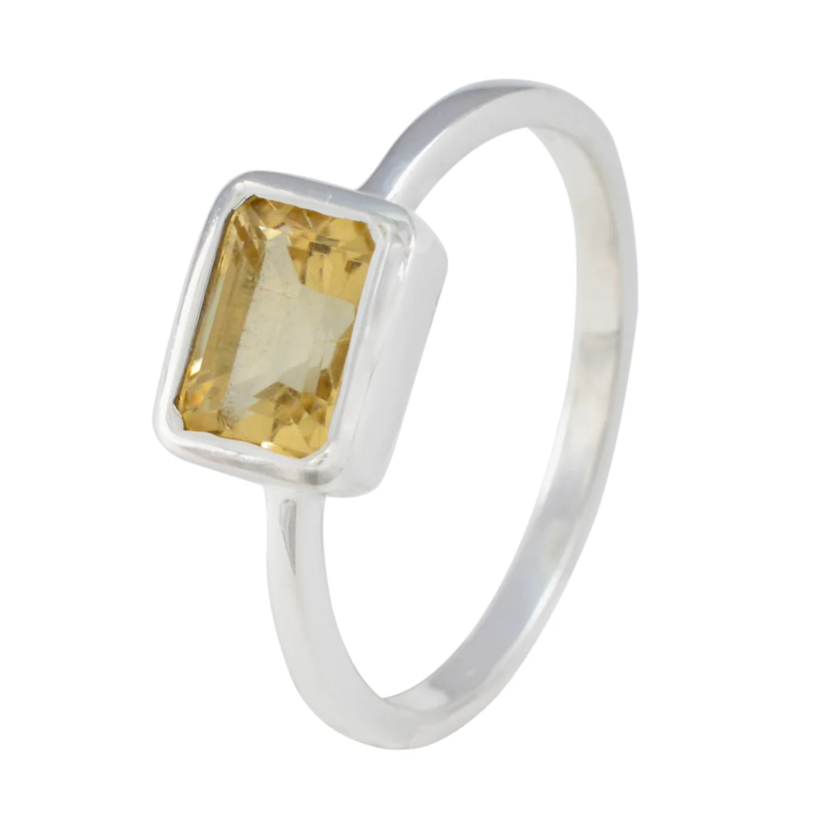 Citrine Solitaire Japanese Silver Yellow Gems Dainty Sophisticated Ring Jewellery - Image 2