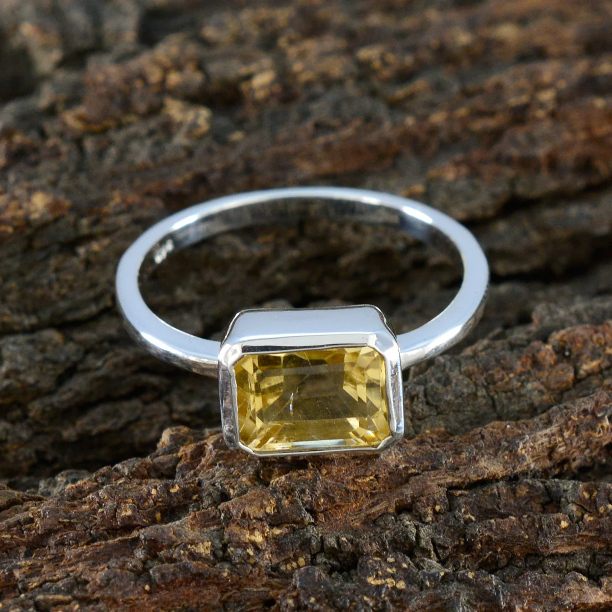 Citrine Solitaire Japanese Silver Yellow Gems Dainty Sophisticated Ring Jewellery - Image 3