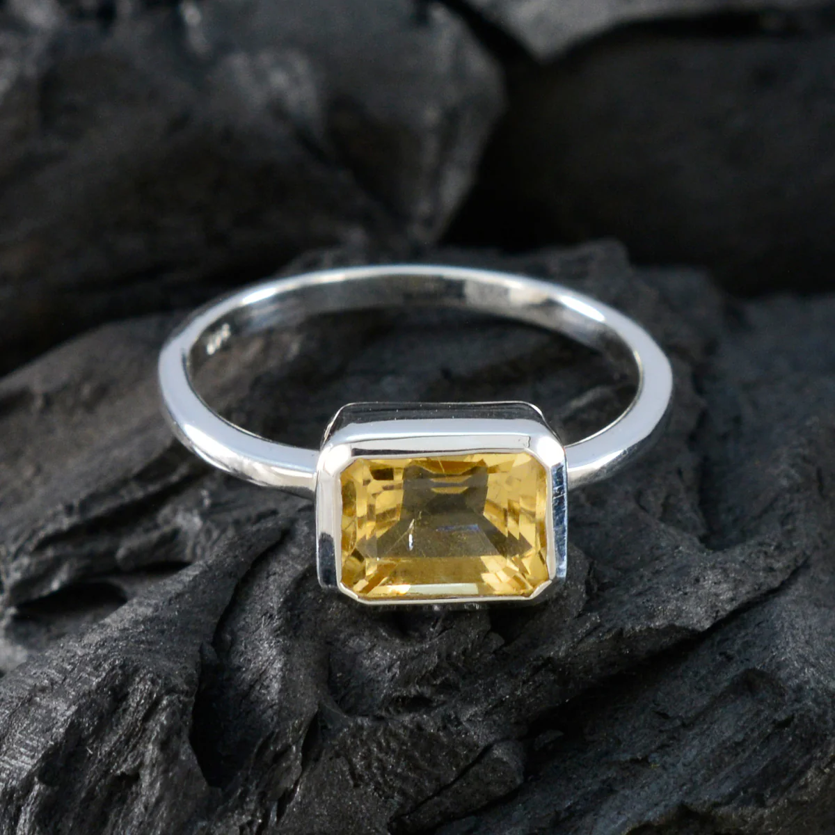 Citrine Solitaire Japanese Silver Yellow Gems Dainty Sophisticated Ring Jewellery - Image 4