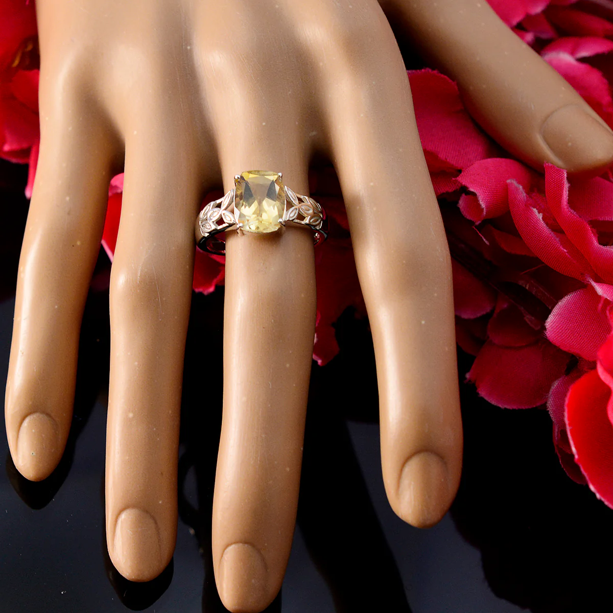 Citrine Solitaire Japanese Silver Yellow Gemstones Whisper-thin Glamorous Ring Jewelry - Image 5