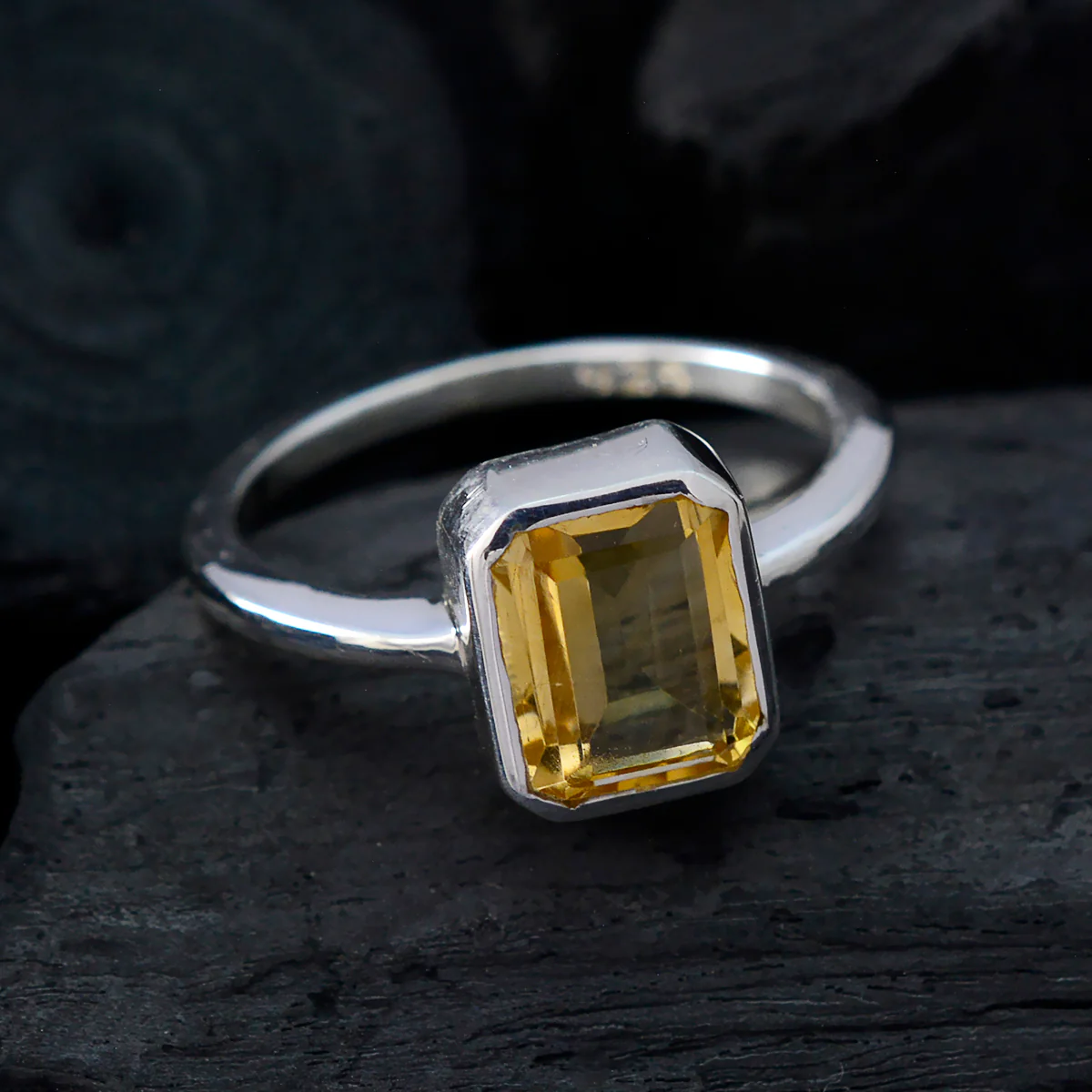 Citrine Solitaire Japanese Sterling Silver Yellow Gemstones Whisper-thin Contemporary Ring Jewelry - Image 4
