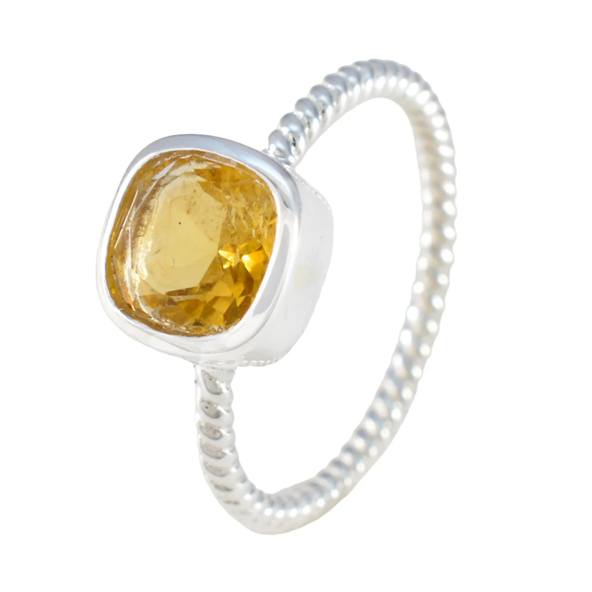 Citrine Solitaire Korean 92.5 Silver Yellow Gemstone Dainty Luxurious Ring Jewelry - Image 2