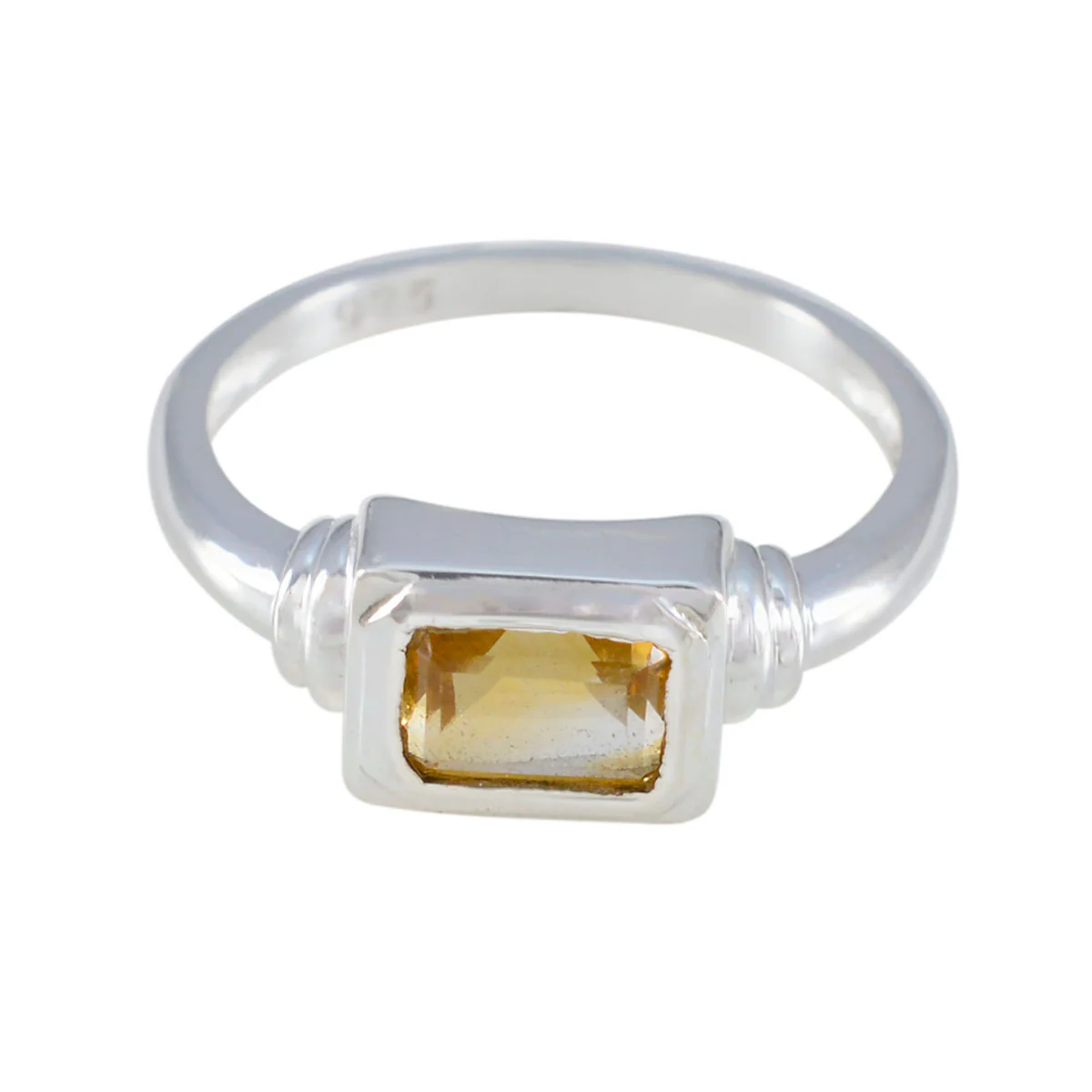 Citrine Solitaire Korean 925 Sterling Silver Yellow Gemstones Whisper-thin Contemporary Ring Jewellery
