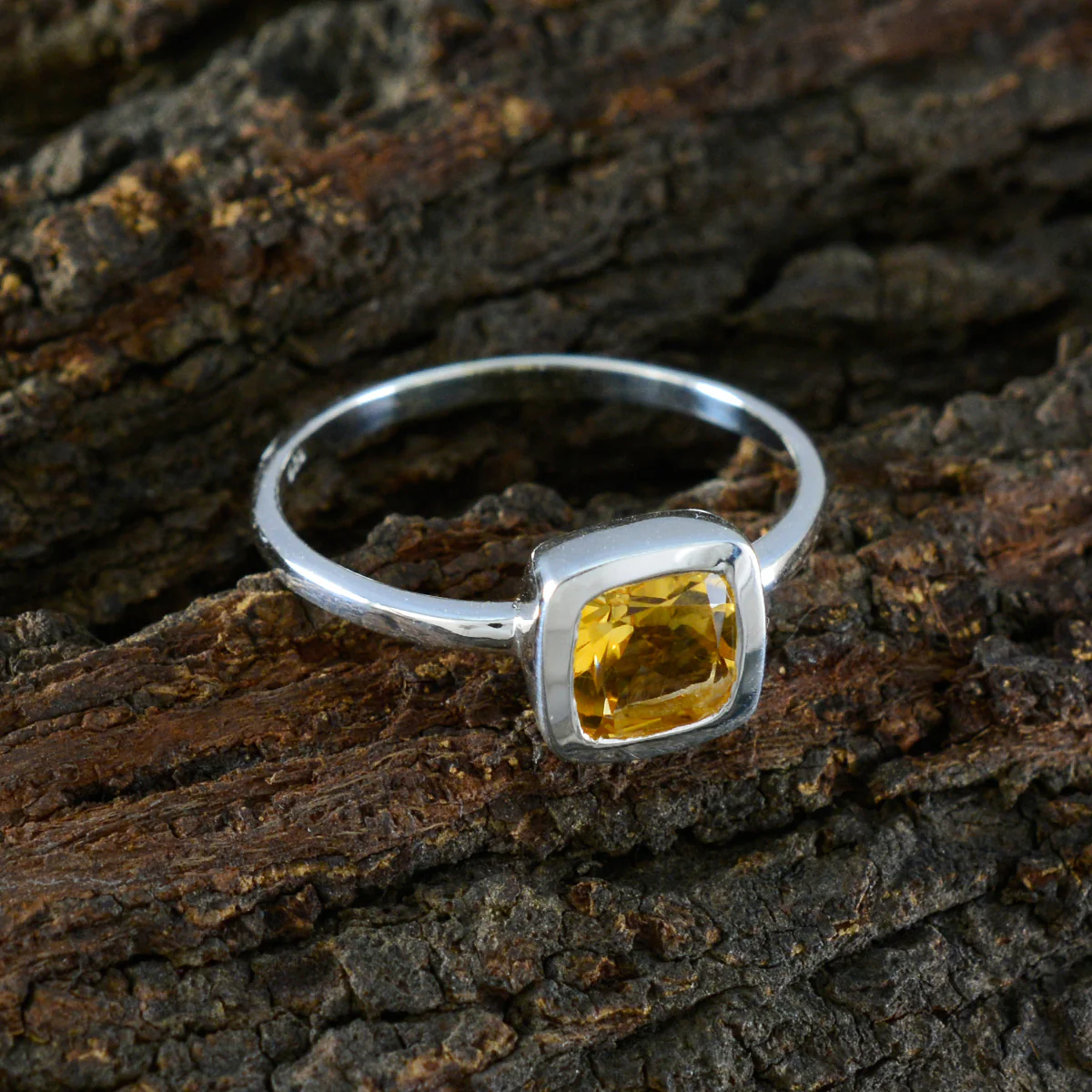 Citrine Solitaire Korean Silver Yellow Gems Dainty Fairytale Ring Jewelry - Image 3