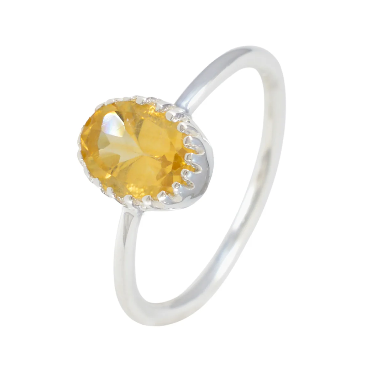 Citrine Solitaire Korean Silver Yellow Gems Delicate Sophisticated Ring Jewelry - Image 2