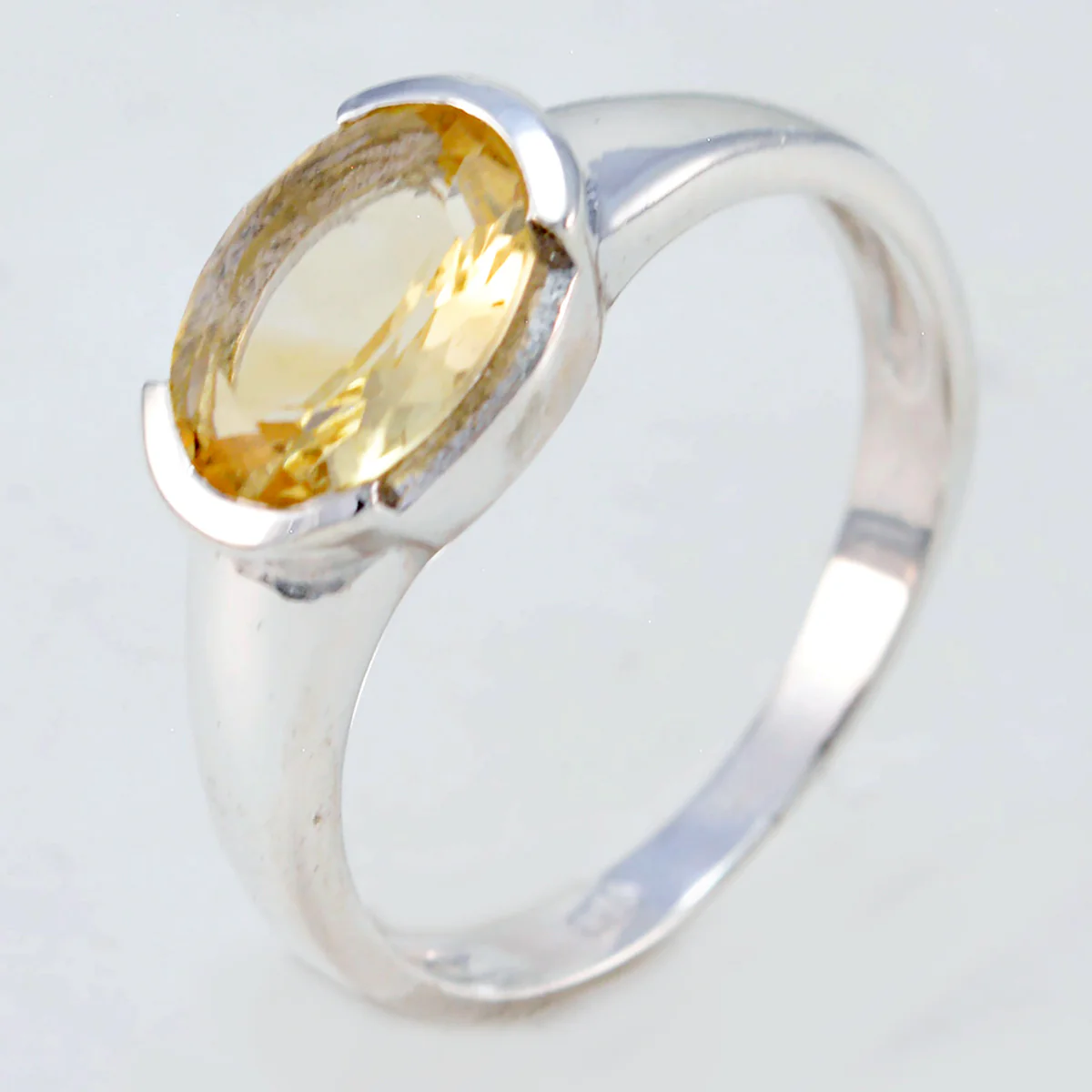 Citrine Solitaire Korean Sterling Silver Yellow Gems Dainty Abstract Ring Jewelry - Image 2