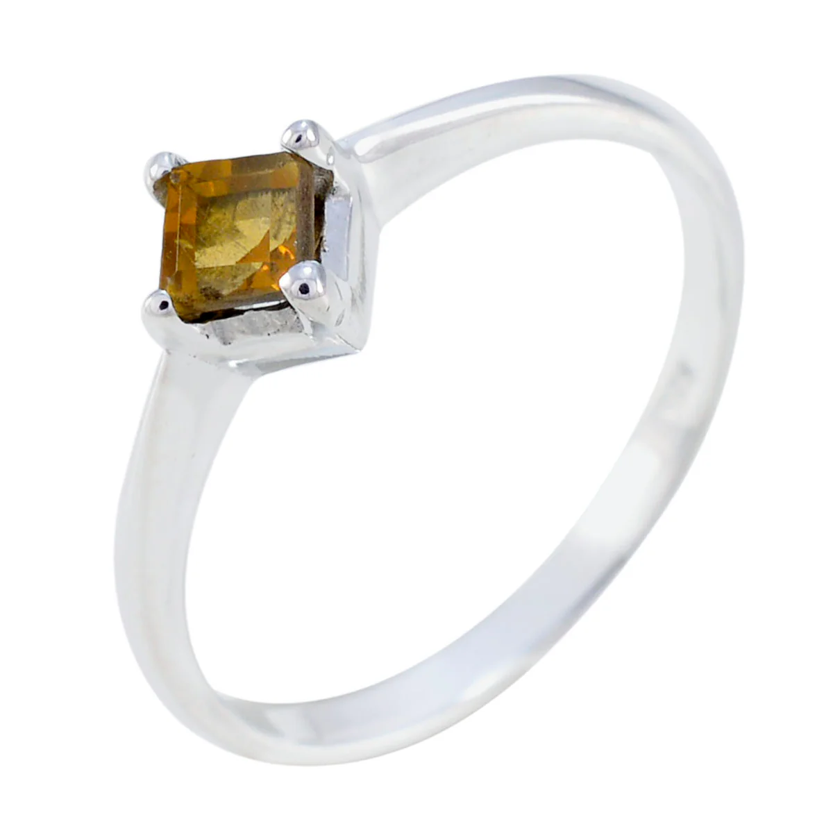 Citrine Solitaire Korean Sterling Silver Yellow Gems Delicate Romantic Ring Jewelry - Image 2