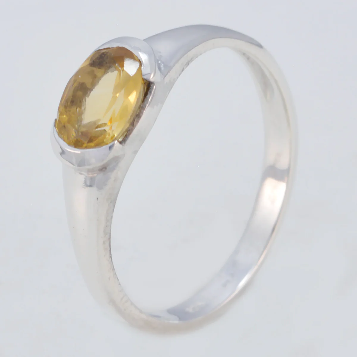 Citrine Solitaire Korean Sterling Silver Yellow Gemstone Dainty Abstract Ring Jewelry - Image 2