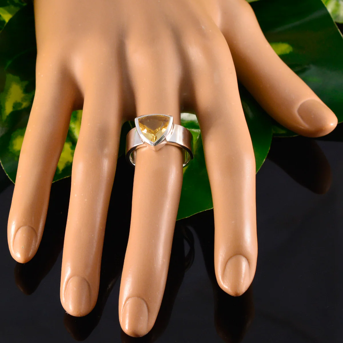 Citrine Solitaire Mexican 925 Sterling Silver Yellow Gemstones Eye-catching Signet Band Jewelry - Image 5